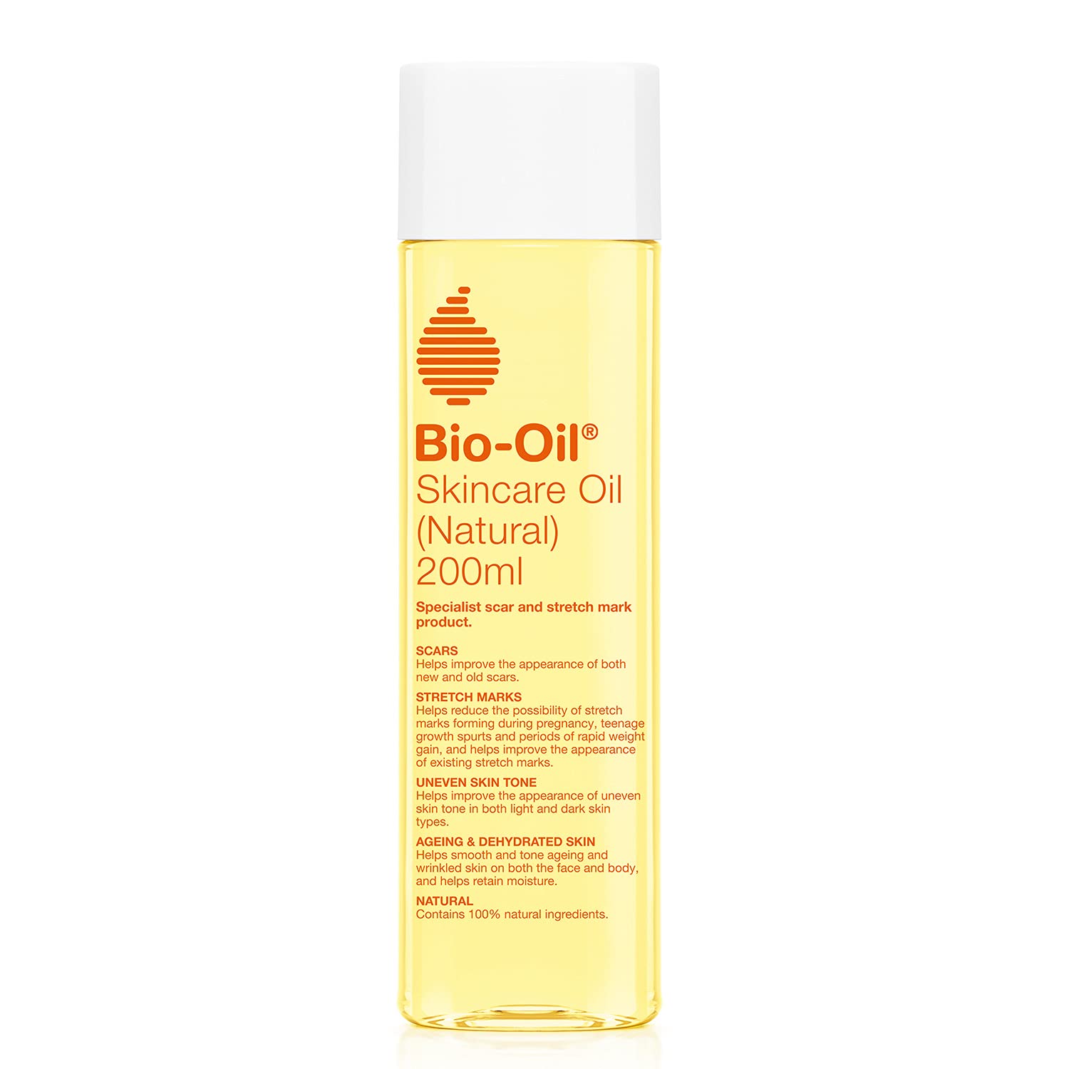 Bio-OilNEW Natural Skincare Oil - 100% Natural Formulation - Improve the Appearance of Scars, Stretch Marks and Uneven Skin Tone - 1 x 200 ml