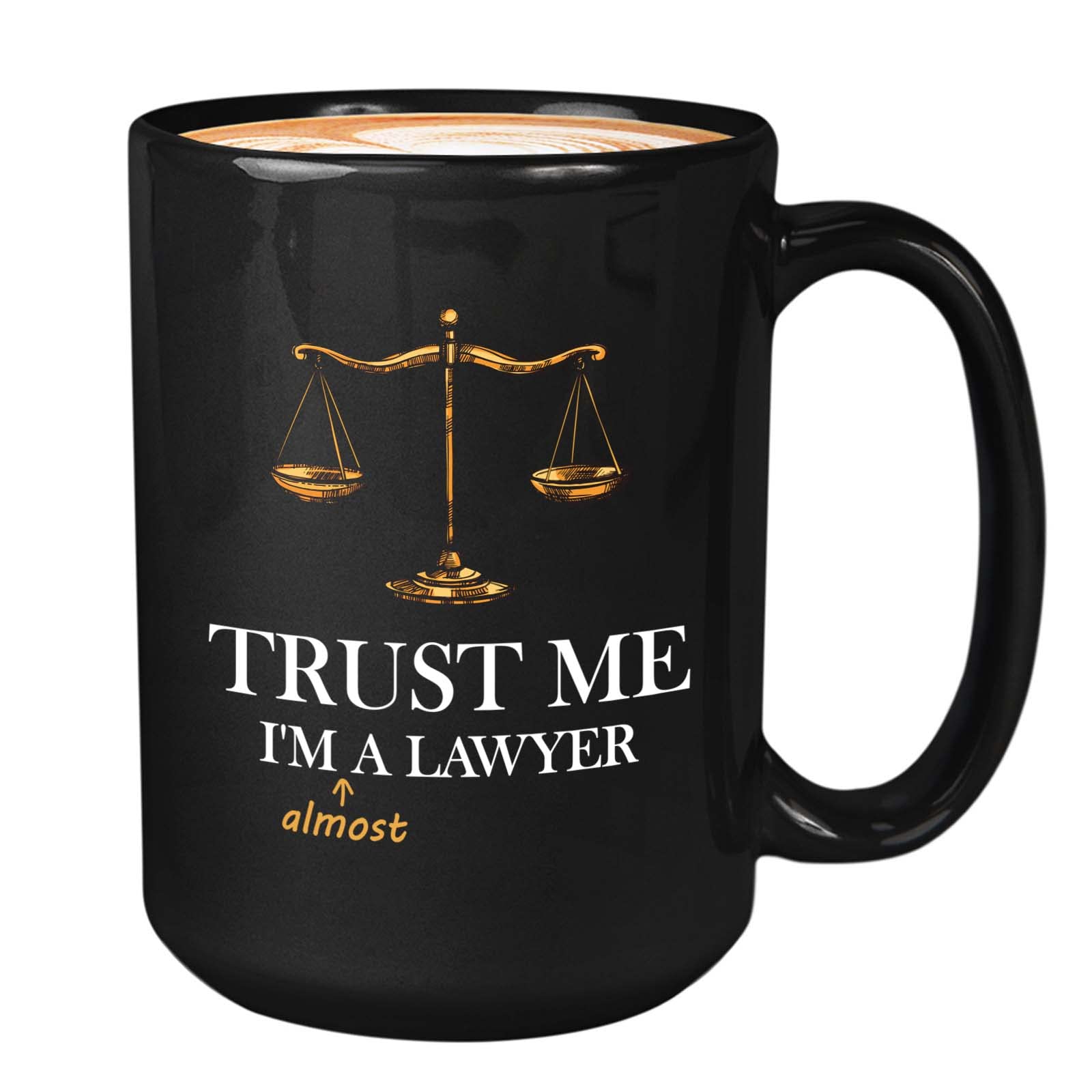 Bubble Hugs Lawyer Coffee Mug 15oz Black - Almost a Lawyer - Law Student Law School Advocate Beverage Case Attorney Legal Court Judge Prosecutor Defendant Jury