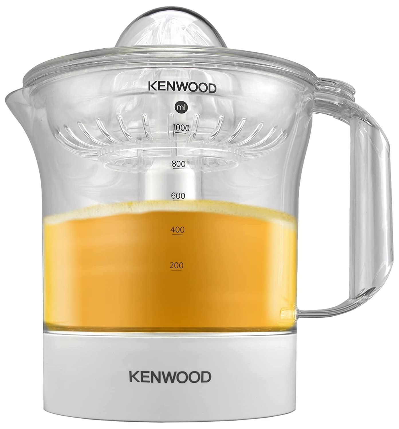 KENWOOD Citrus Juicer 40W Juice Extractor with 1L Transparent Juice Jug, Dust Cover, 2 Way Rotation, Cord Storage for Home, Office, Restaurant & Cafeteria JE280A White/Clear