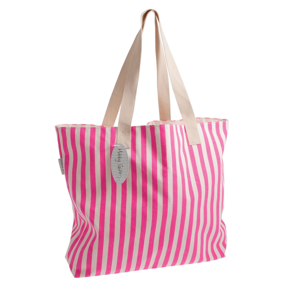 Hobbygift MRLB273 | Large Tote Bag | Neon Pink Stripe | 60 x 50 x 15cm