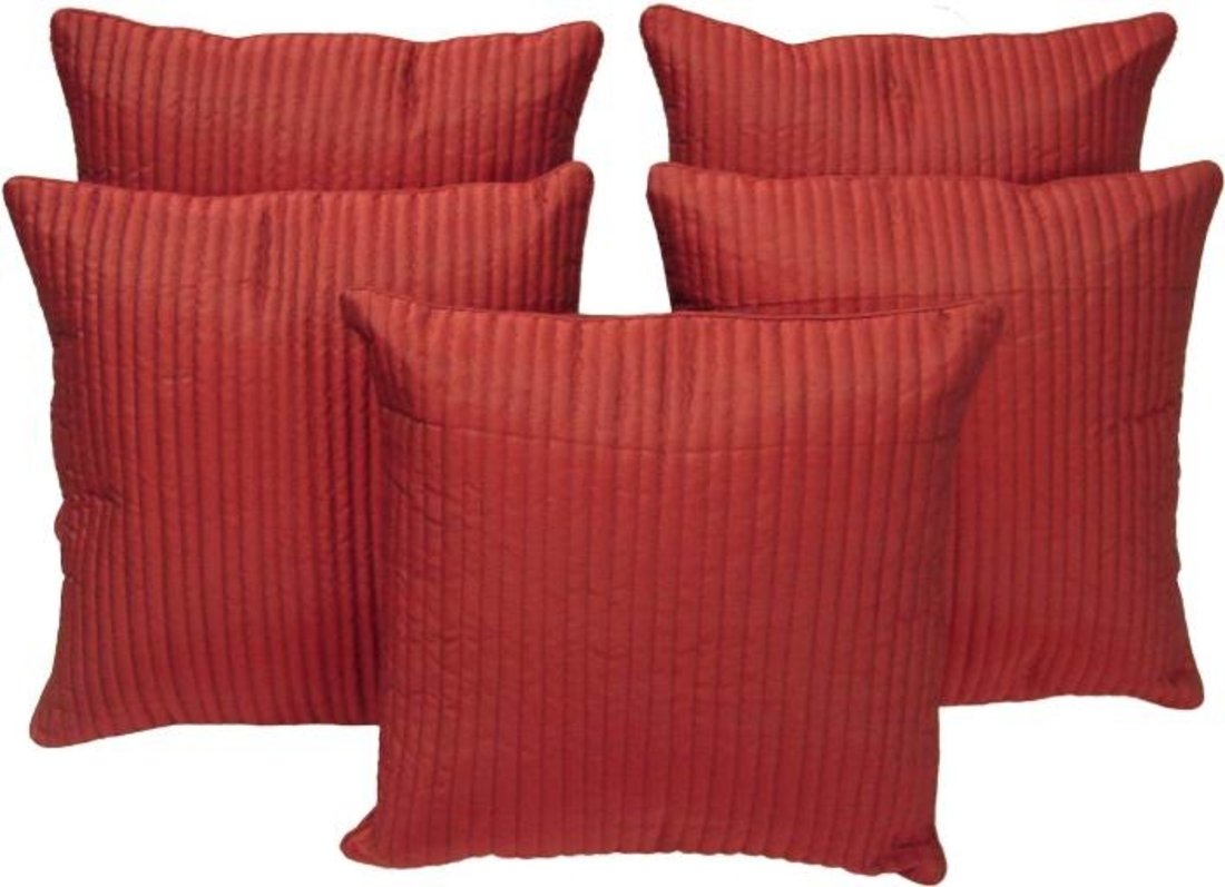 GenericDesi Hault Polyester Cushion Cover Striped (30 x 30 cm, Maroon) -Set of 5