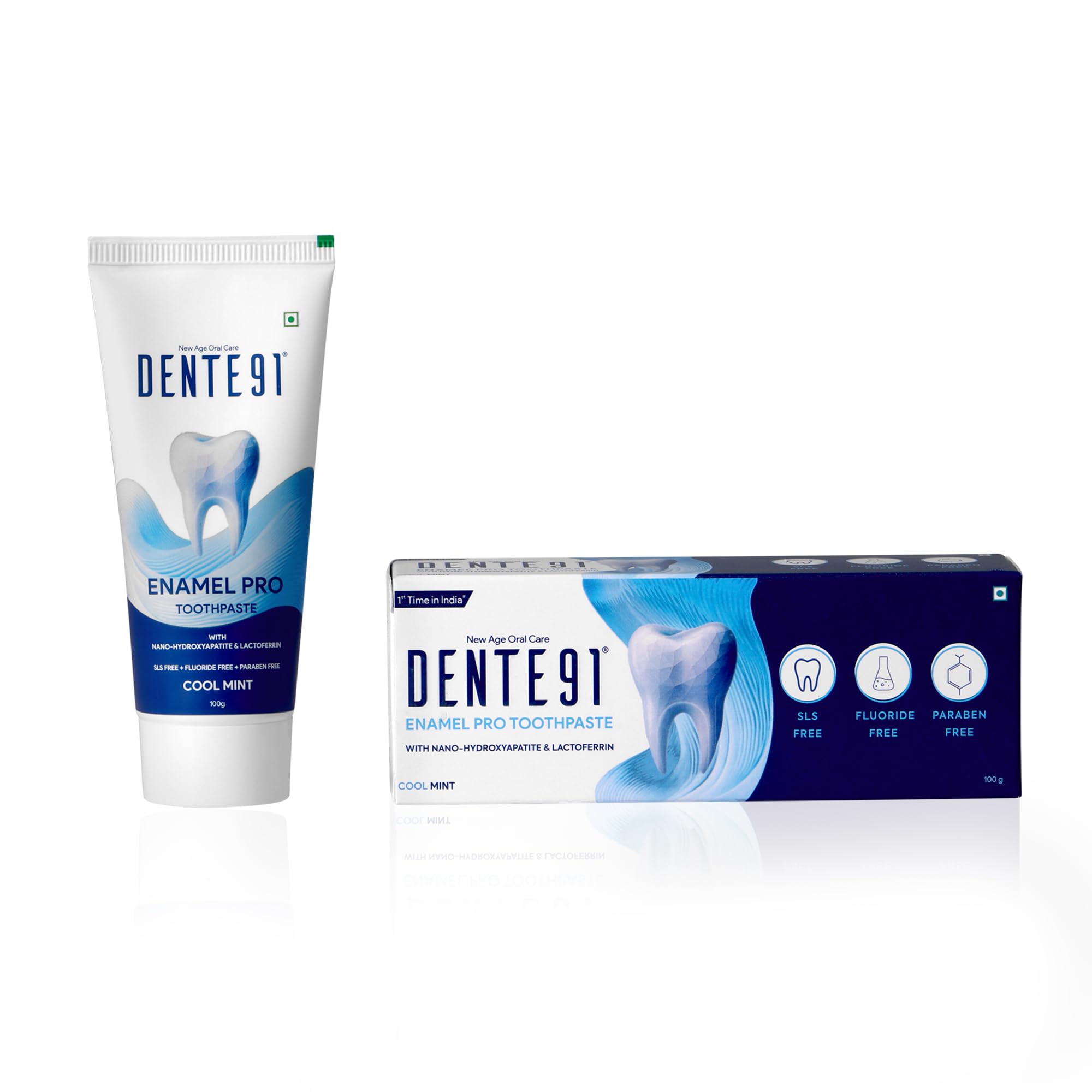 Dente91 Enamel Pro Toothpaste| Sensitivity Relief | Repairs Cavities | Fights Gum Disease | Reduces Bad Breath | Strengthens Enamel | SLS free | Fluoride free | Paraben free, Pack of 1, 100g