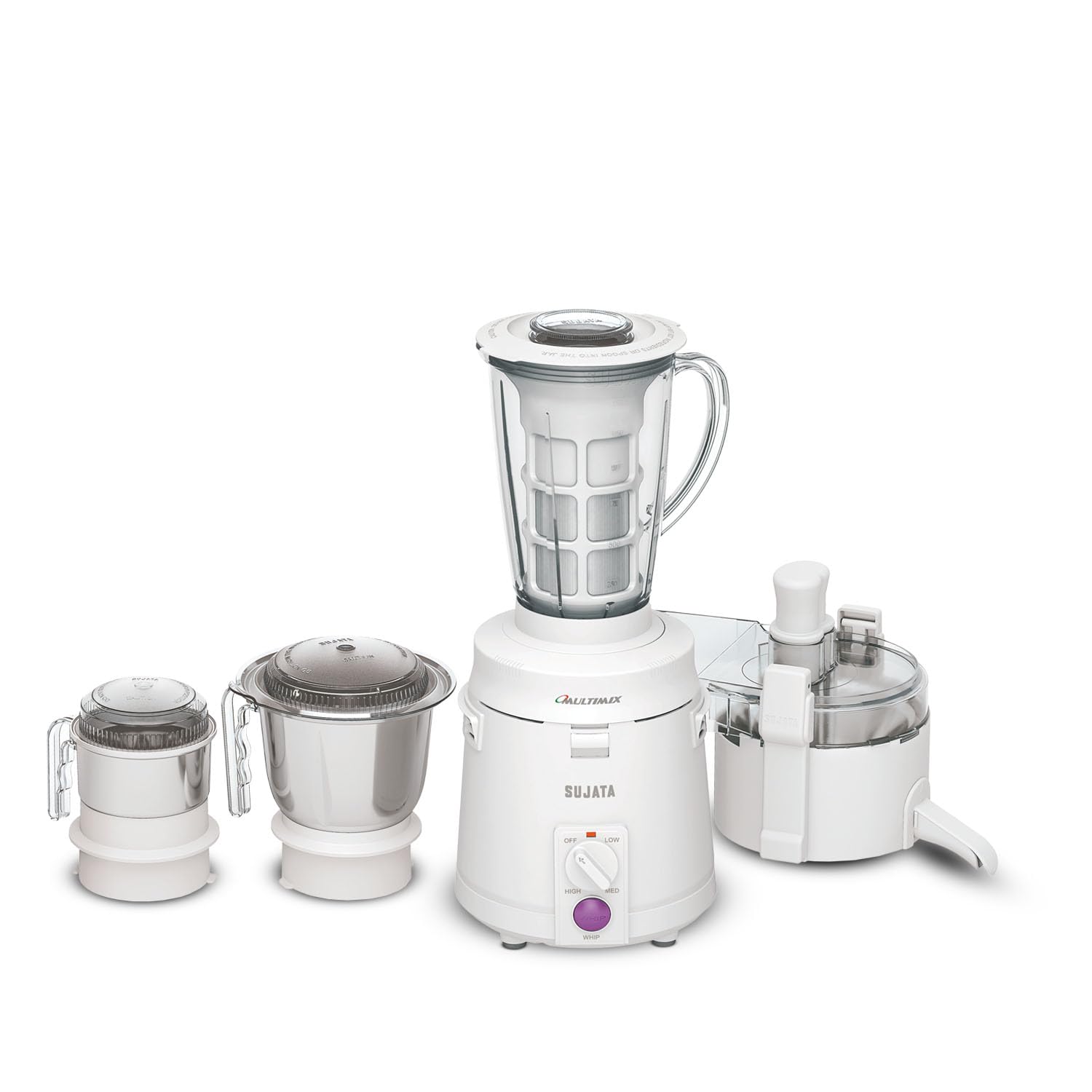 Sujata Multimix, Mixer Grinder with Juicer & Coconut Milk Extractor Attachment, 900 Watts, 3 Jars | Grinder Mixer Blender