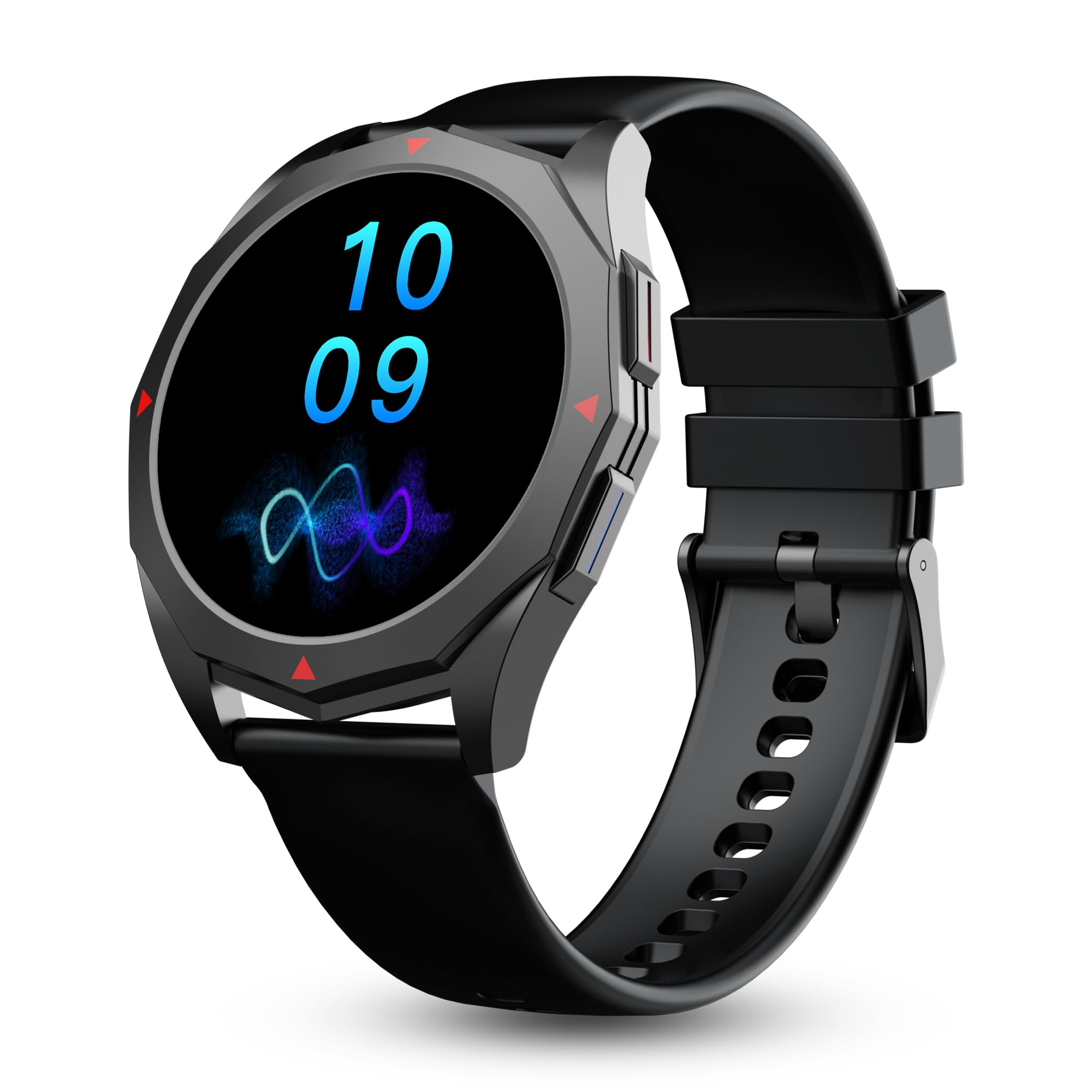 Pebble Rio 1.39" Amoled Display | Unique Polygonal Bezel Less Design | Premium Metal Build Smart Watch for Men | BT Calling, DIY Watch Faces (Jet Black)