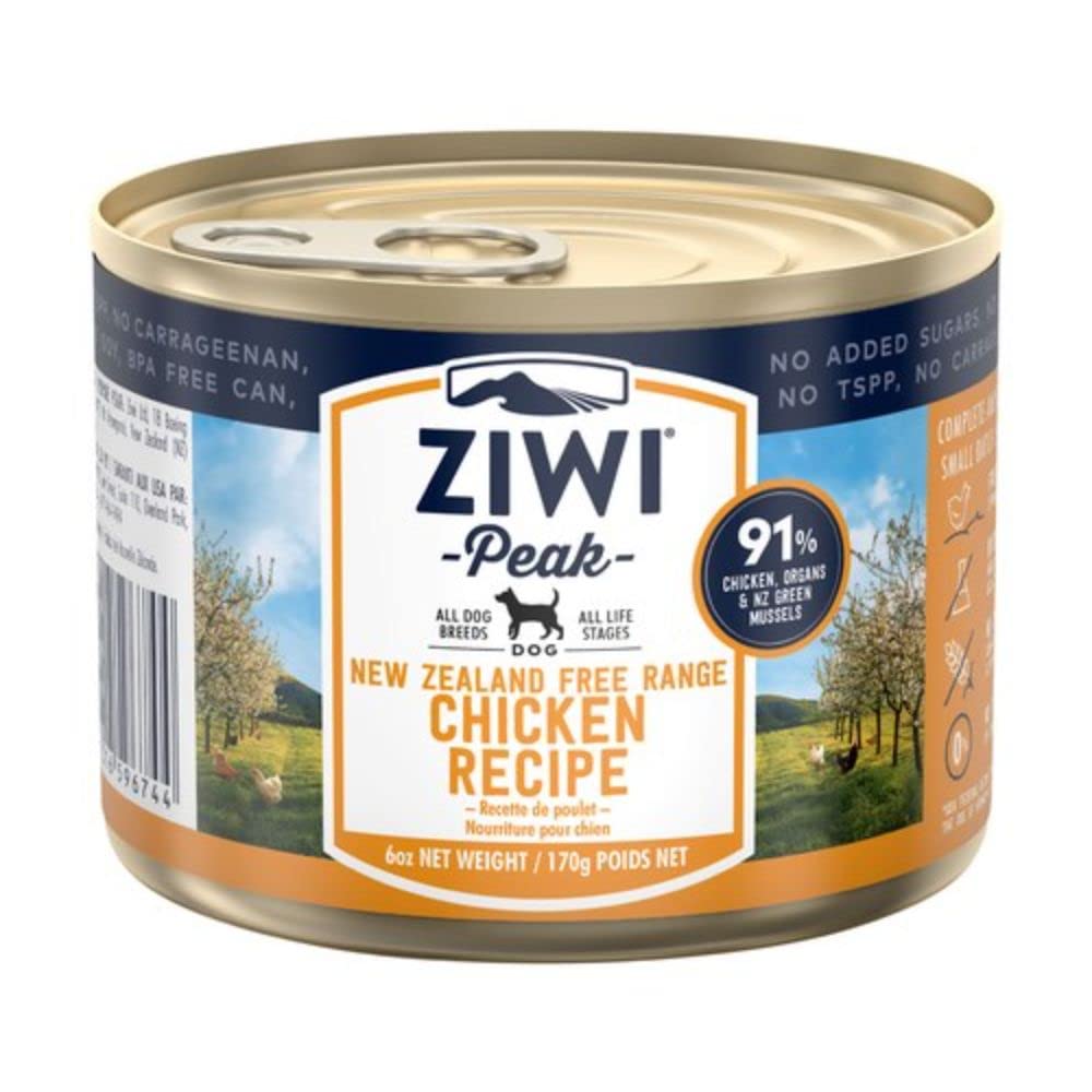 ZIWI Peak Wet Dog Food Tins - Complete Grain Free Dog Food Pate Puppy/Adult/Senior Dog Food Wet - New Zealand Free Range Chicken Recipe - 12x 170g Multipack