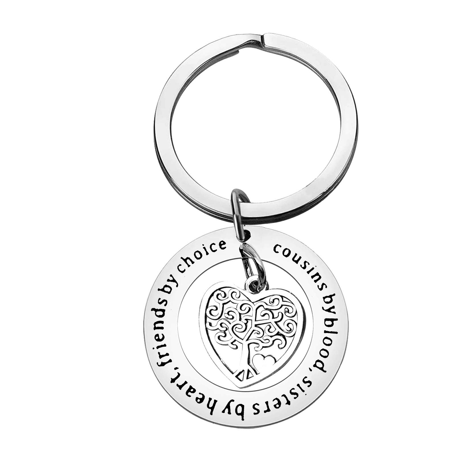 Cousin Keychain Cousins Gift for Women Girls Cousin Jewelry for Cousins Friends Family Gifts Birthday Graduation Christmas for Cousin Sister, Cousins by Blood Sisters by Heart Friends by Choice