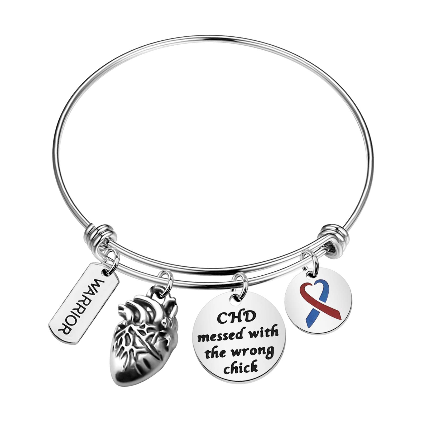 SEIRAA CHD Awareness Jewelry Heart Disease CHD Warrior Gift CHD Messed with The Wrong Chick Bracelet