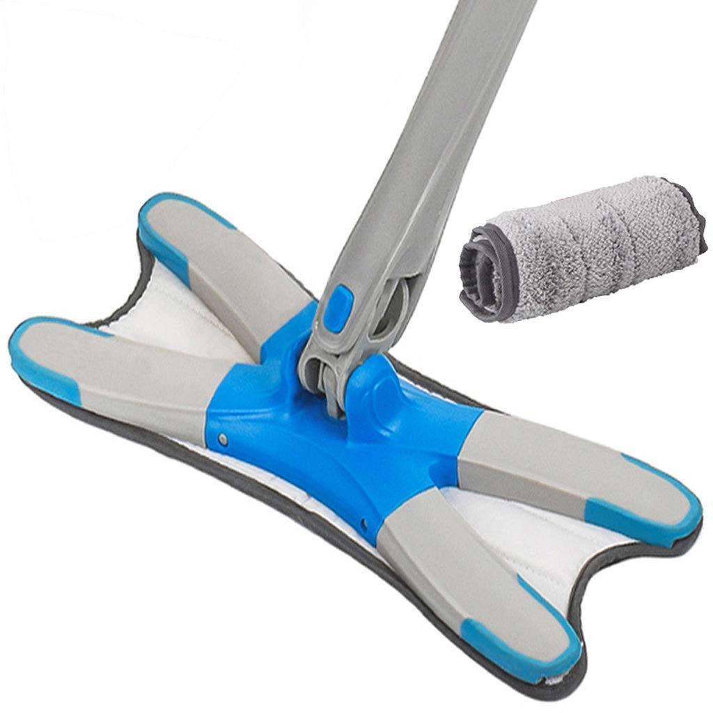 Wet Mops Spin Mop 180 - Machine Washable Reach Every Nook And Cranny Pivoting Mop Head with 2 Flat Mop Pads，Widen And Lengthen Wet And Dry Mop Floor Cleaning System BIAOYAN-AE