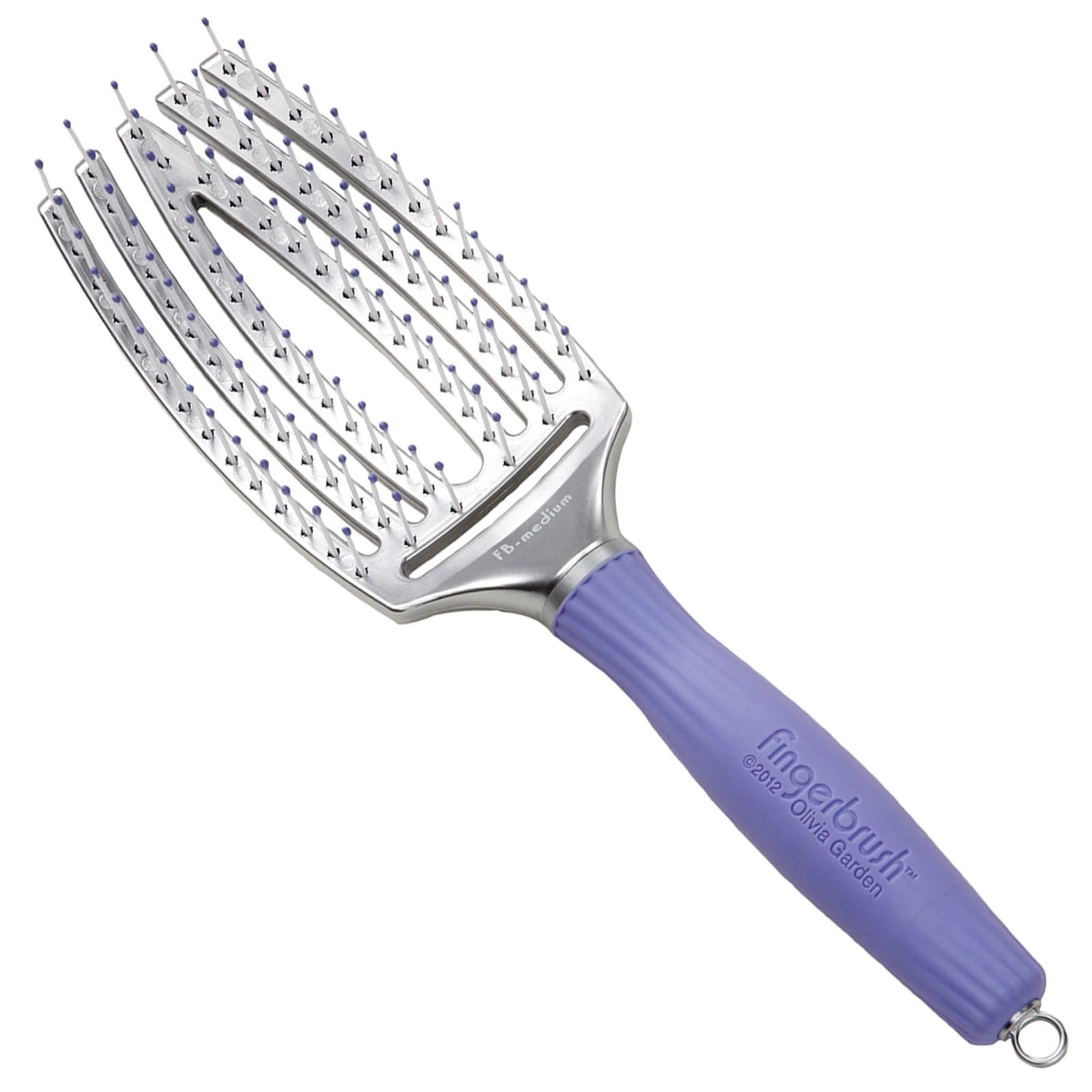 Olivia Garden FingerBrush - Curved Vented Paddle Brush with Ionic Bristles & Sectioning Pick