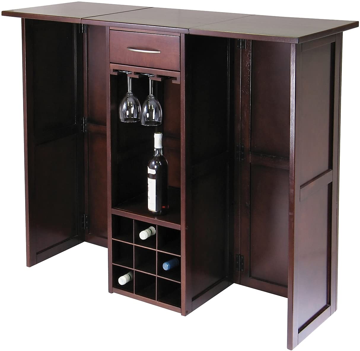 Winsome Newport 40.16 x 50 x 17.87-Inch Wood Expandable Counter Wine Bar, Antique Walnut (94350)