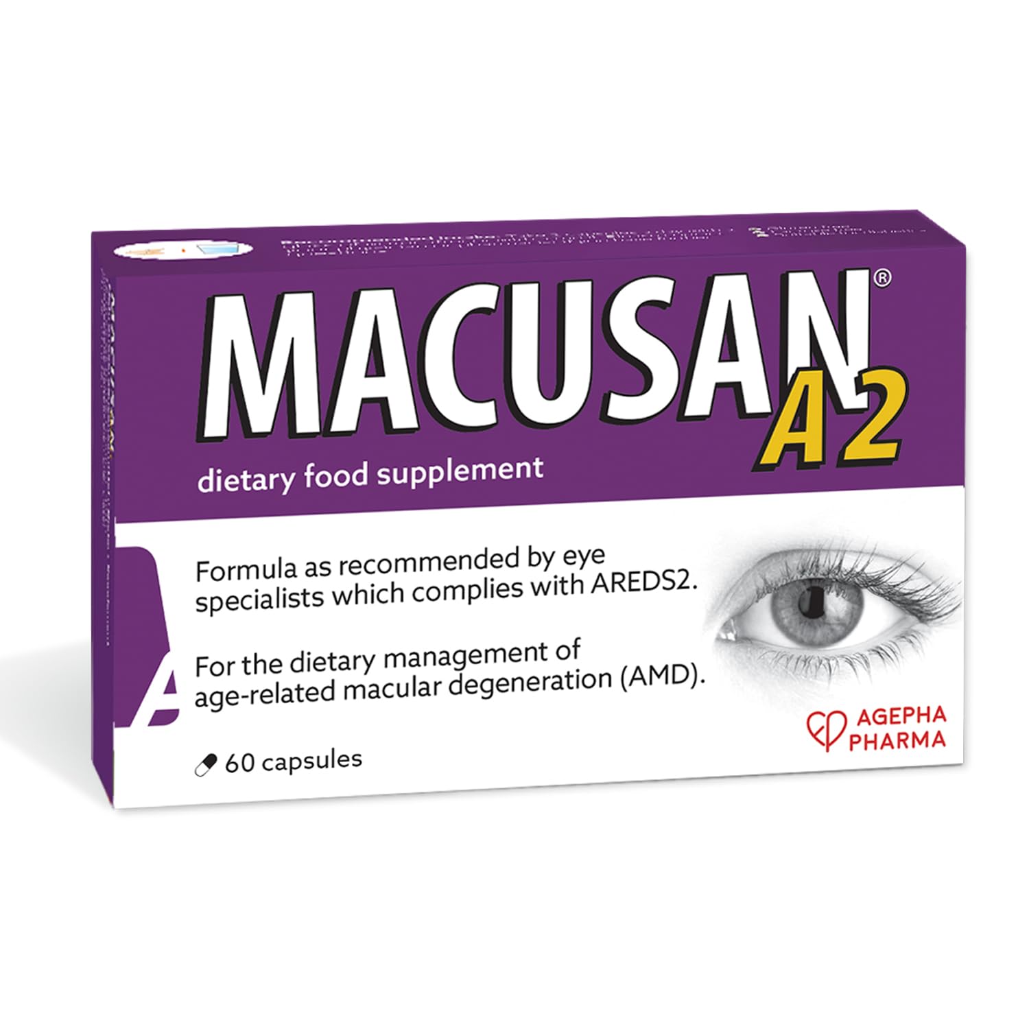 Macusan A2 Capsules - Eye Health Dietary Food Supplement with Lutein, Zeaxanthin, and Vitamins - AREDS2 Formula - Managing Age-Related Macular Degeneration (AMD) & Supports Normal Vision - 30 Count