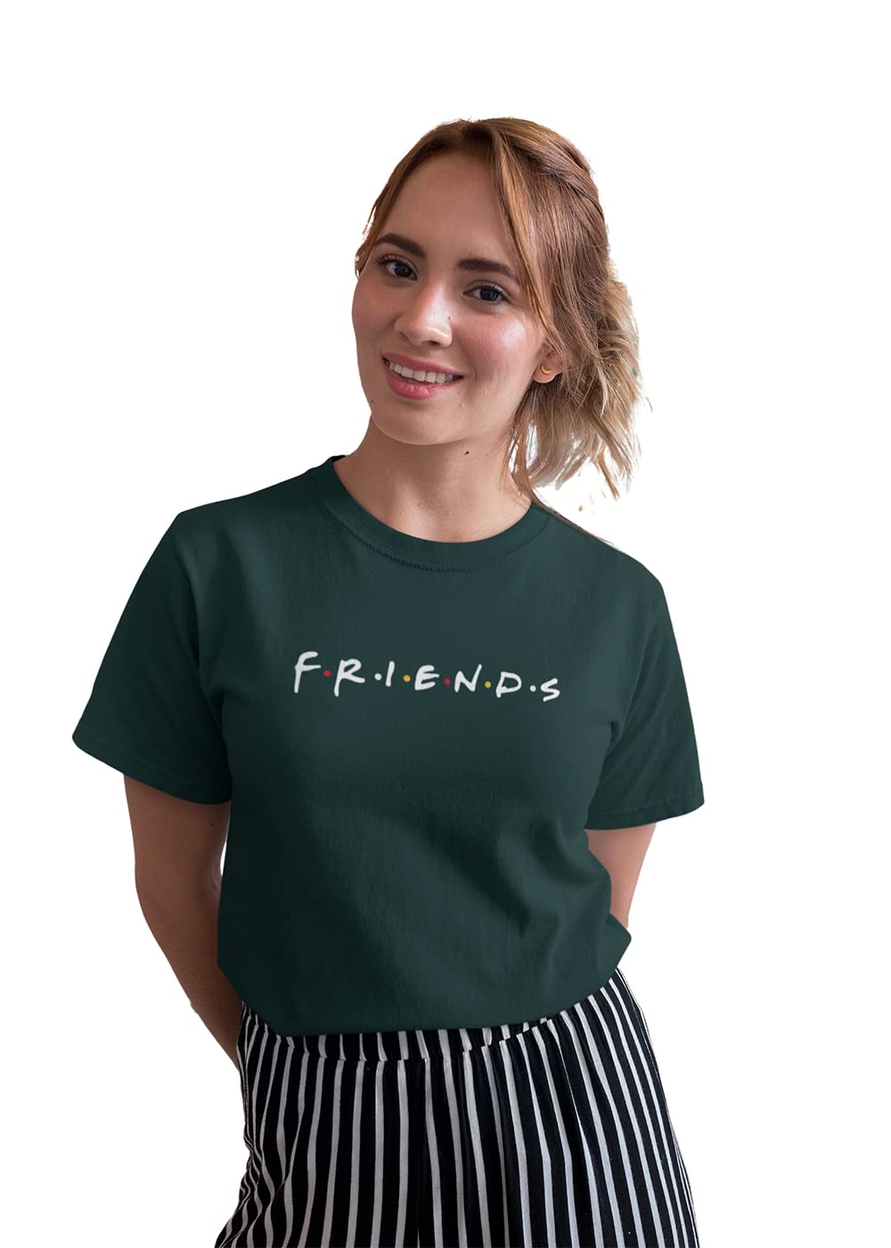 ApparelTech F.R.I.E.N.D.S. Printed Half Sleeves Round Neck T-Shirt | Regular Fit Cotton T-Shirt for Women