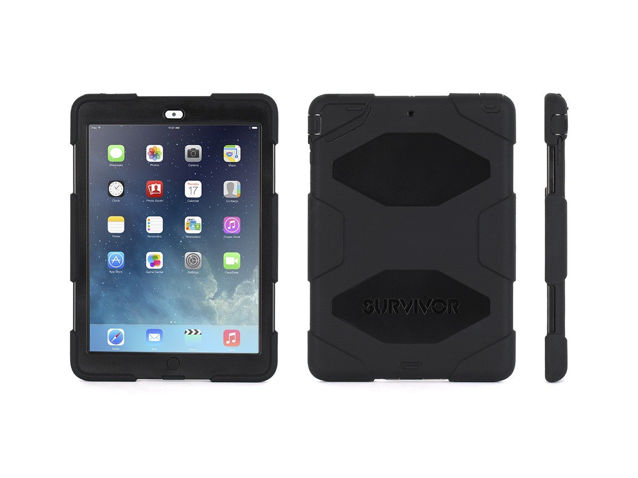 Griffin Survivor Military Case with Kick Stand for iPad Air - Black