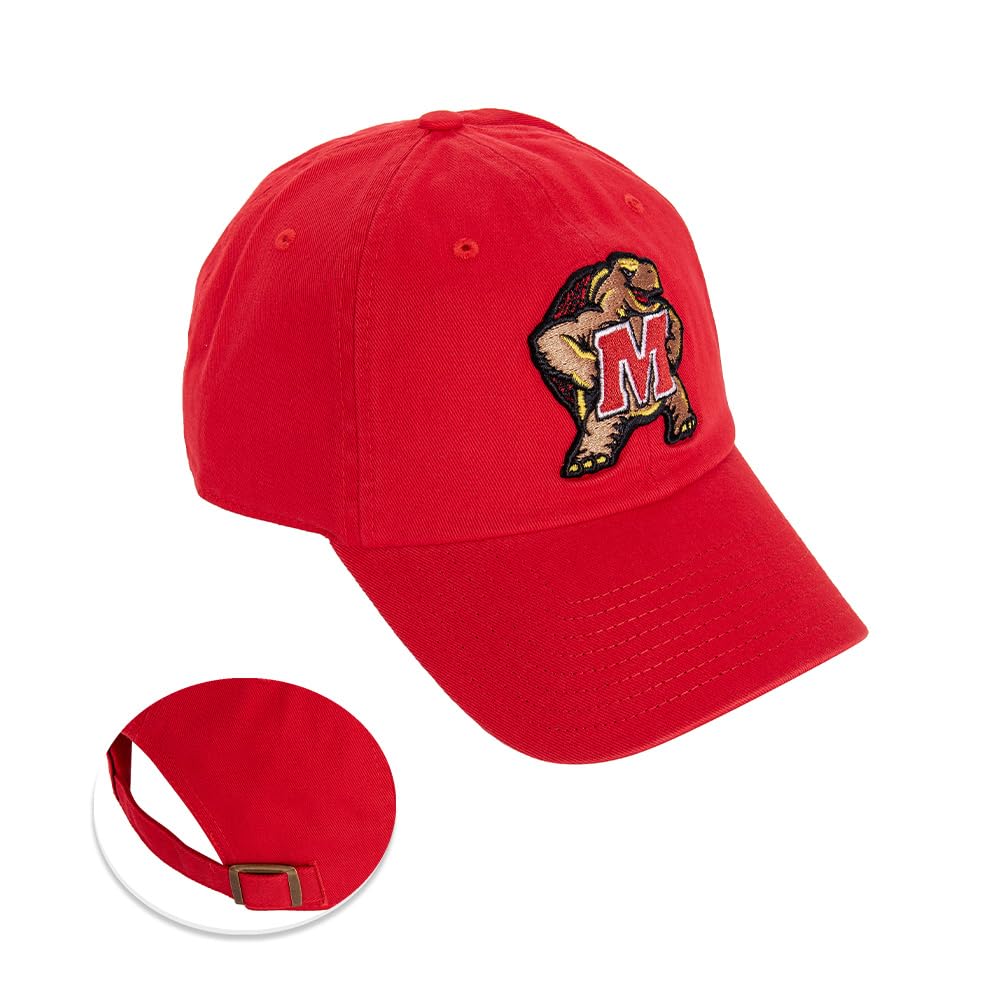 Desert Cactus University of Maryland Baseball Hat Terrapins UMD Terps Brimmed Embroirderd Hats Cap Adjustable Cloth Strap Adult (Style D1) Red