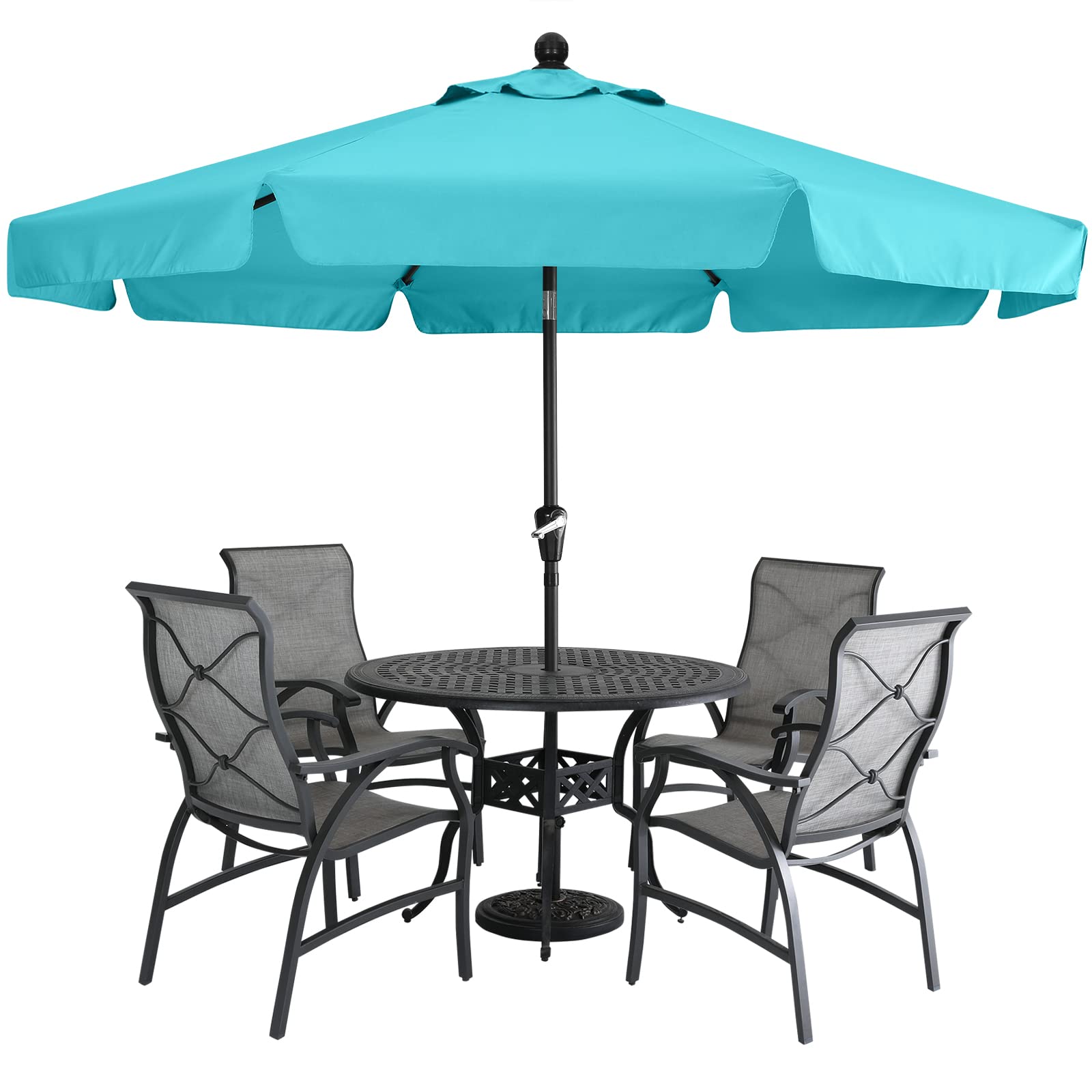 MASTERCANOPY Valance Patio Umbrella for Outdoor Table Market -8 Ribs (7.5FT, Turquoise)