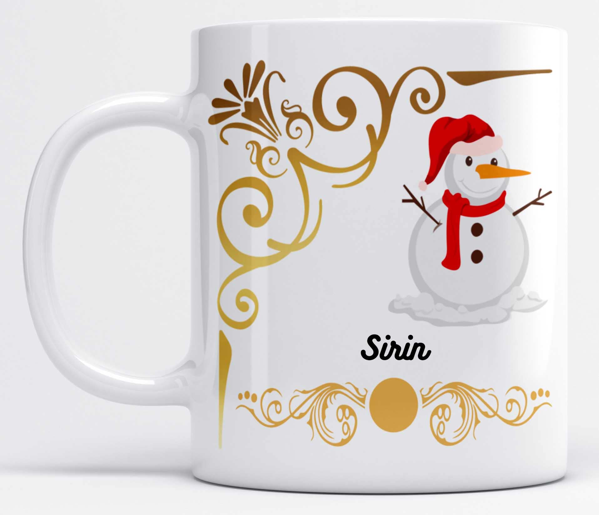 LOROFY Name Sirin Printed Snowman Design White Ceramic Coffee Mug (350ML)