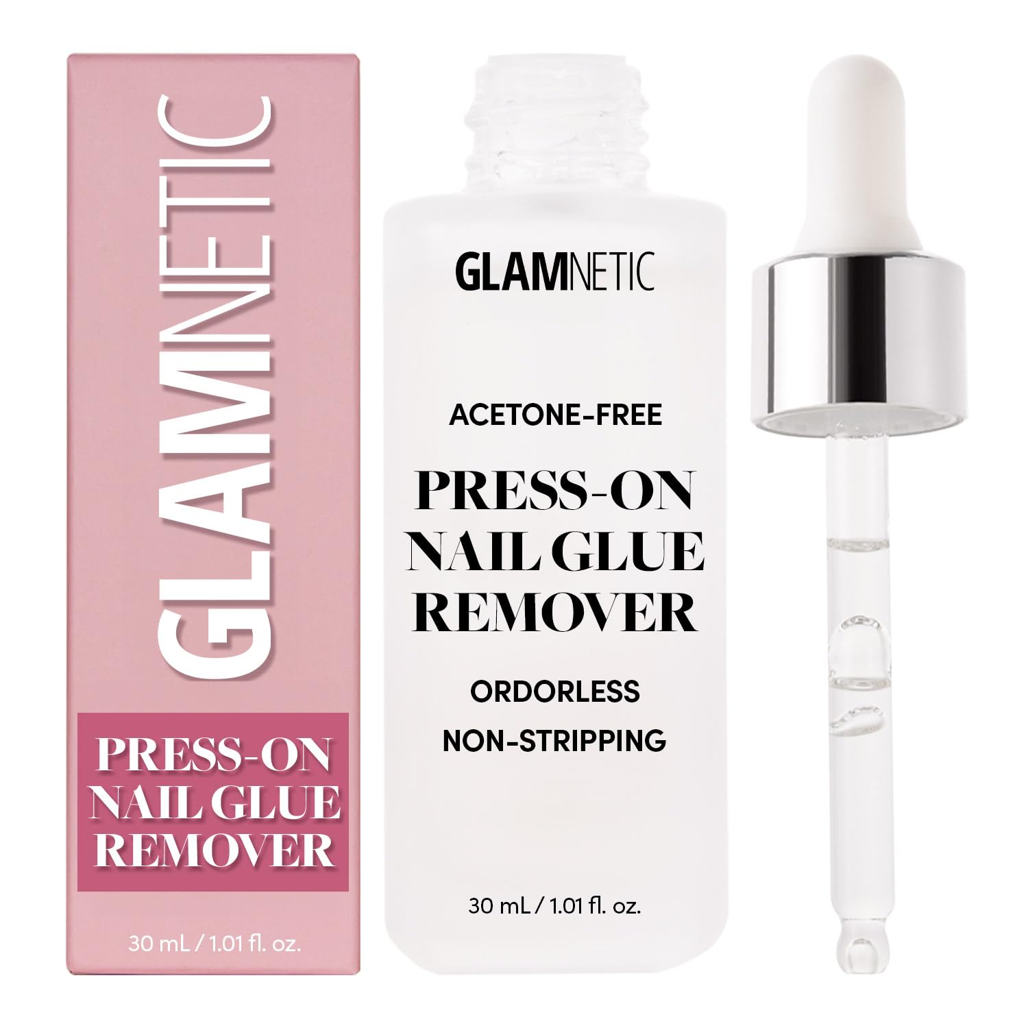 Glamnetic Press On Nail Remover | Odorless, No Acetone, Gentle Press-On Nail Remover Serum for Fake Nails | 30 ml/1.01 fl. oz.