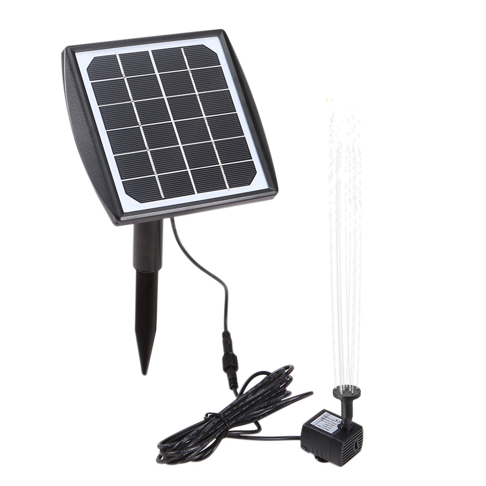 Decdeal Solar Powered Fountain Pump 6V/2W Solar Water Pump with Adjustable Solar Panel DIY Birdbath Fountain Pump Outdoor Water Fountain Panel Kit for Fish Tank Small Pond Garden Patio Lawn Pool