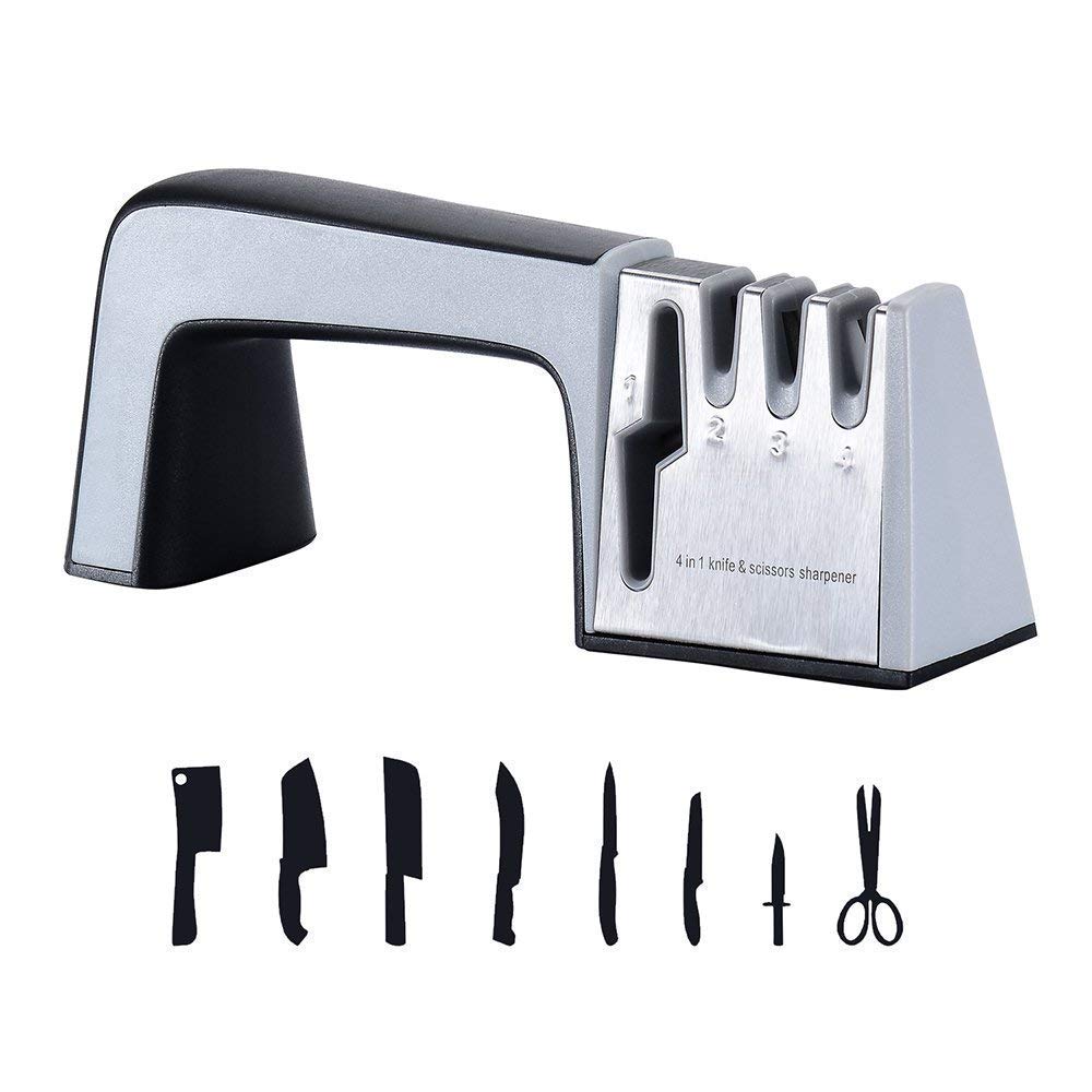 Cool-Shop 4 in 1 Professional Kitchen Knife Sharpener - Knife and Scissor for All Sized Household Knives