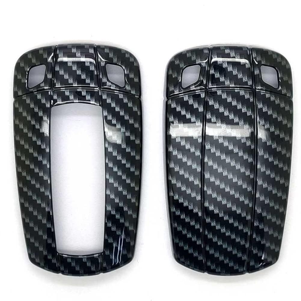 OTMIK ABS Carbon Fiber Pattern Car Key Cover Cases Compatible with bmw 1 3 5 6 7 Series X1 X5 X6 E90 E92 E93 E60 Key Case Accessories (Black)