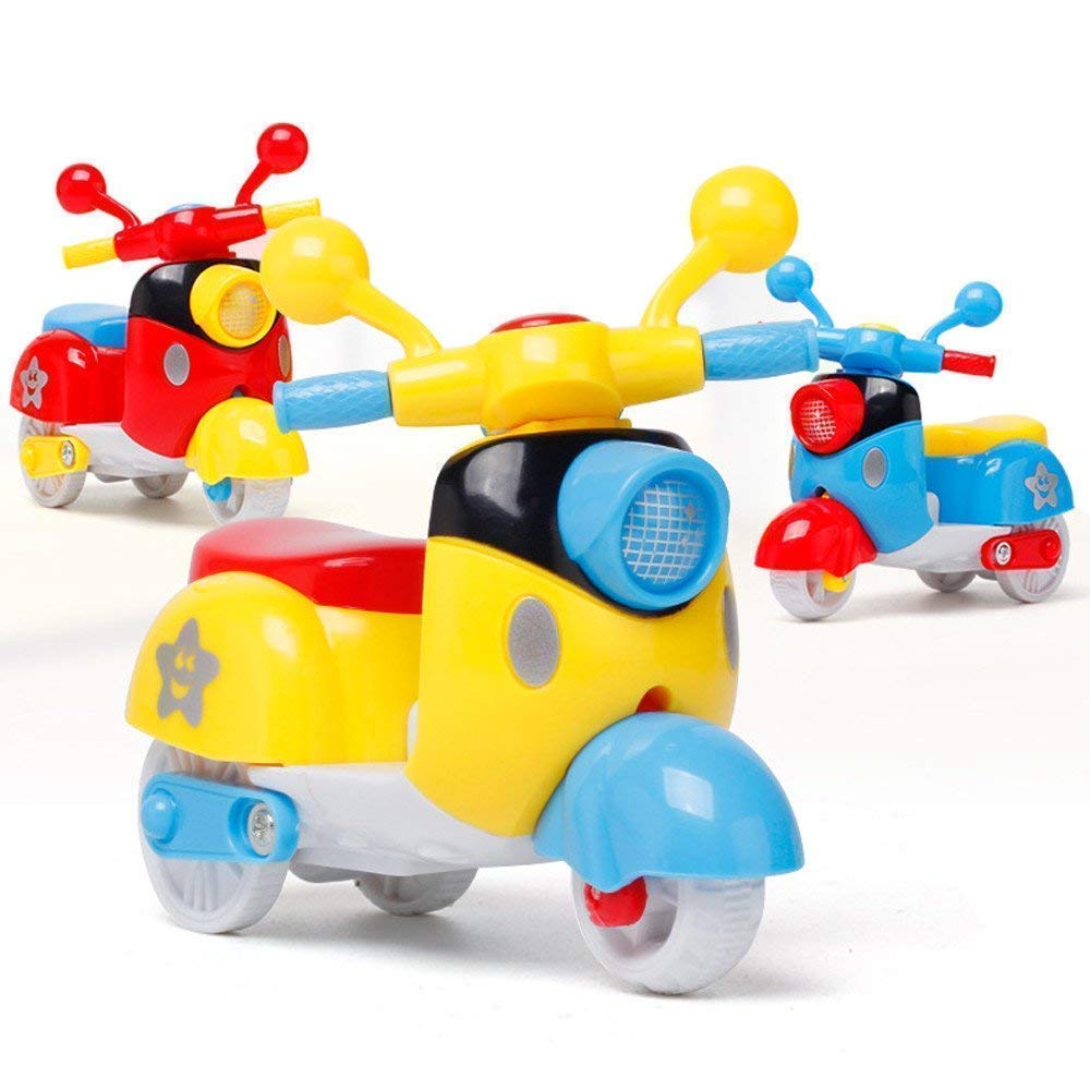 TOYICO!™ Plastic Unbreakable Mini Motorcycle Friction Powered Scooter Toys for Kids | Push and Go Toys | Push and Pull Toys for Kids | Crawling Toys for Kids | Vehicle Toys for Boys | (Multicolor, Pack of: 1)