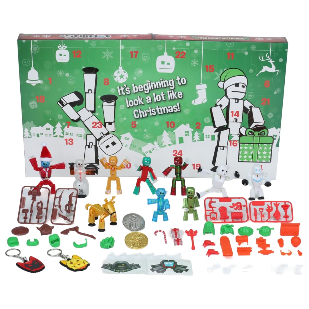 ZingStikbot Advent Calendar Christmas Countdown Collectable Action Figures, Includes Exclusive Stikbots, and Exclusive Collectors’ Items. Create Stop Motion Animation (Stikbot Advent Calendar 2024)