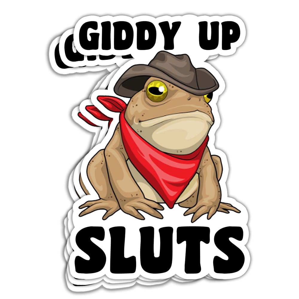 HOSALA (3Pcs/Pack) Giddy Up Sluts Sticker Funny Western Sticker Cowgirl Cowboy Sticker Barrel Racing Sticker Cowboy Frog Sticker Gift Decoration Graphic Helmet Bumper- 3x4 Inch