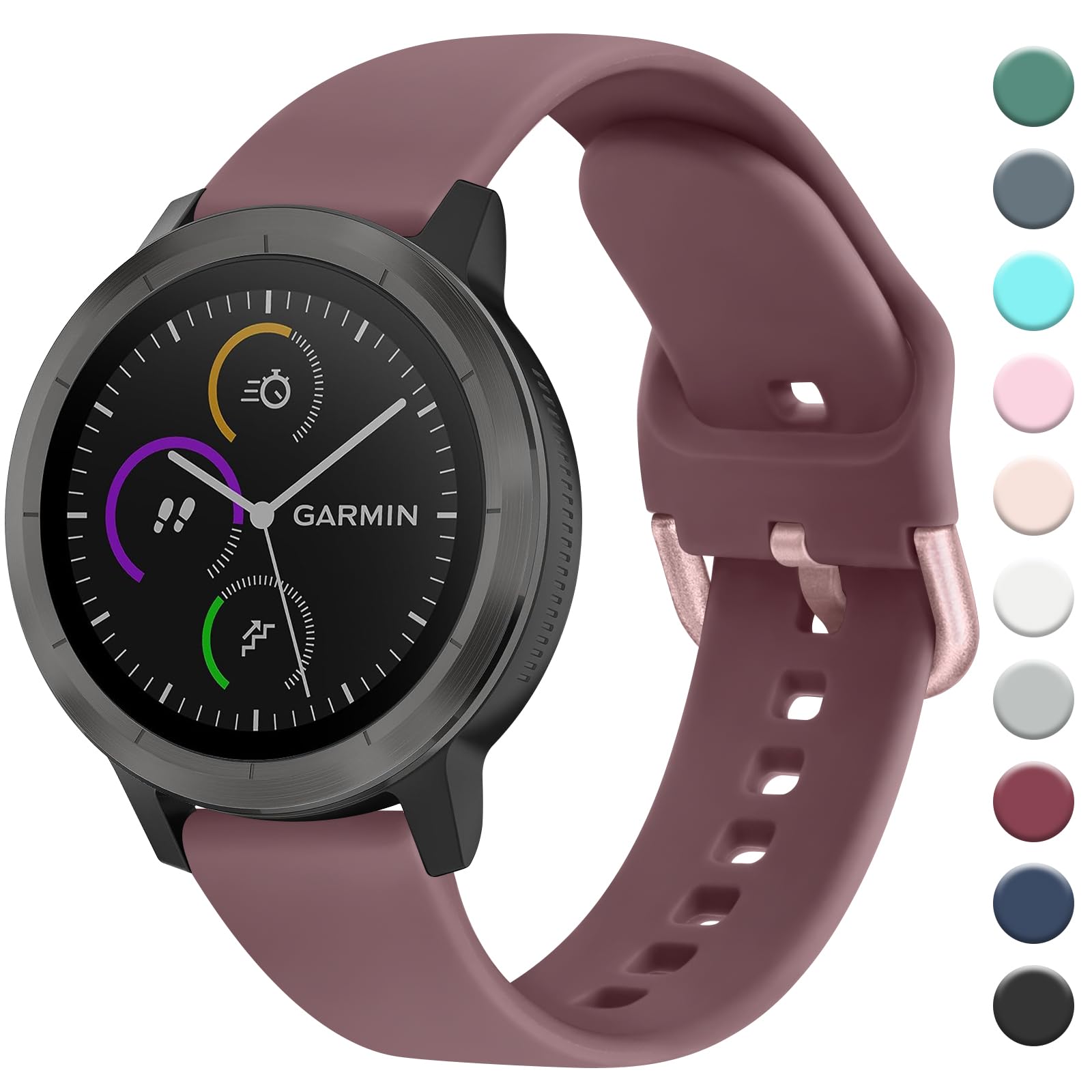 Strap Compatible with Garmin Vivoactive 3 Strap, 20mm Soft Silicone Strap Replacement Wristband for Garmin Vivoactive 3 Music/Venu/Vivomove 3/Luxe/Style/HR/Forerunner 245/645 Music (Violet Smoke)