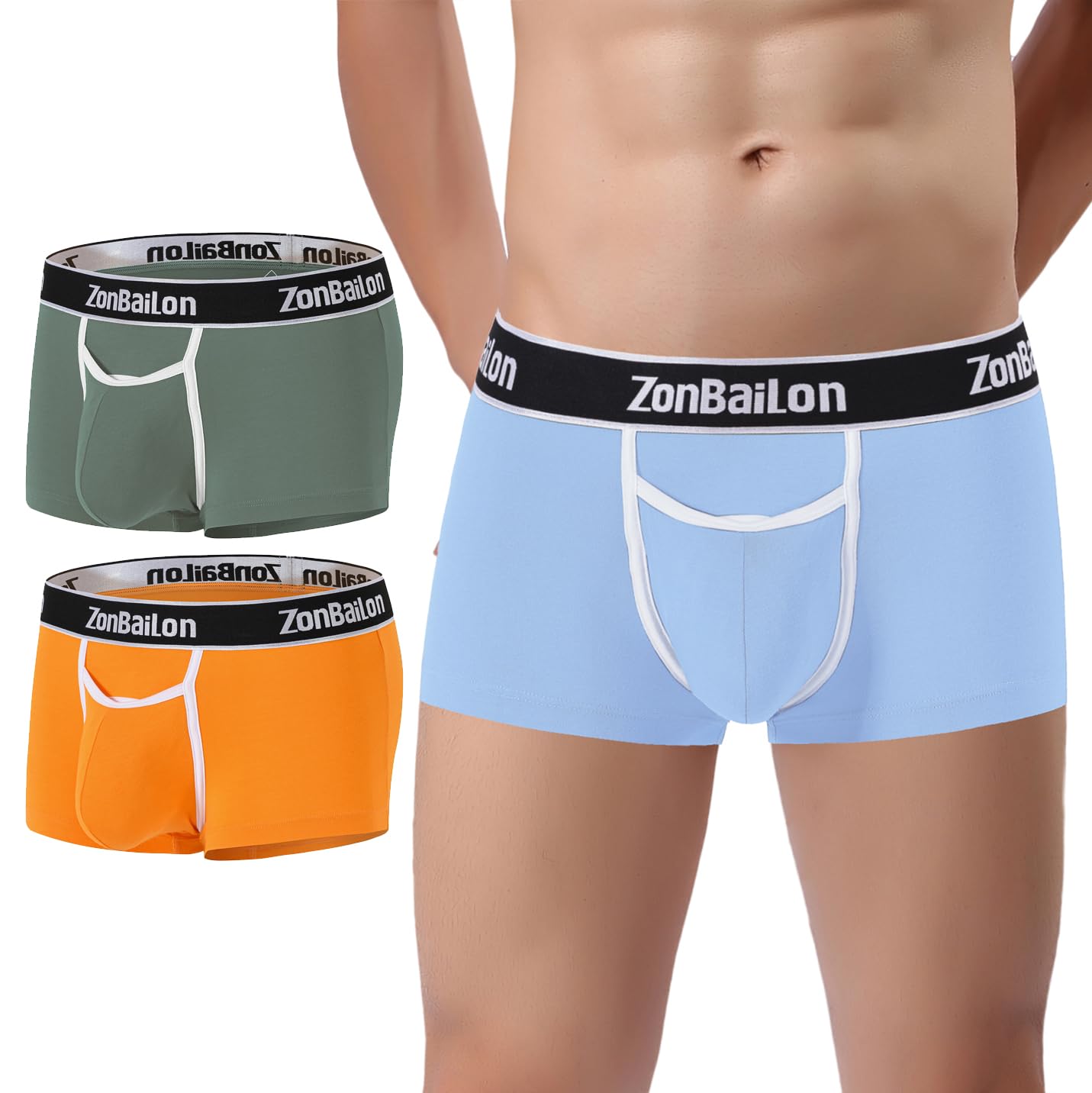 SUMABAMens Underwear Boxer Briefs with Horizontal Fly