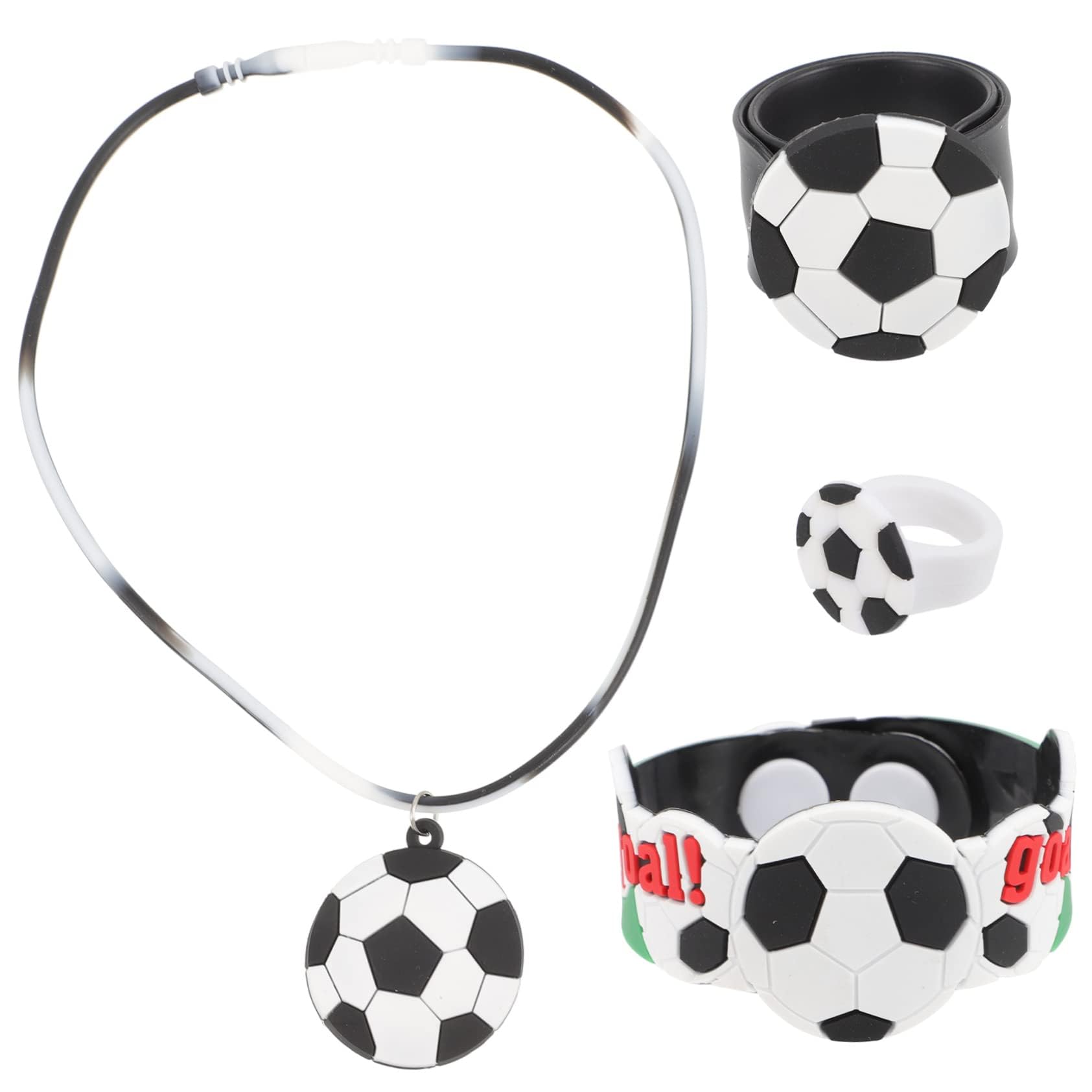 1 Set Children's Football Party Bag, Sports Necklace, Rings for Children Boys, Football Badge Slap Bracelets, Football Give Aways Children's Birthday Party Gift