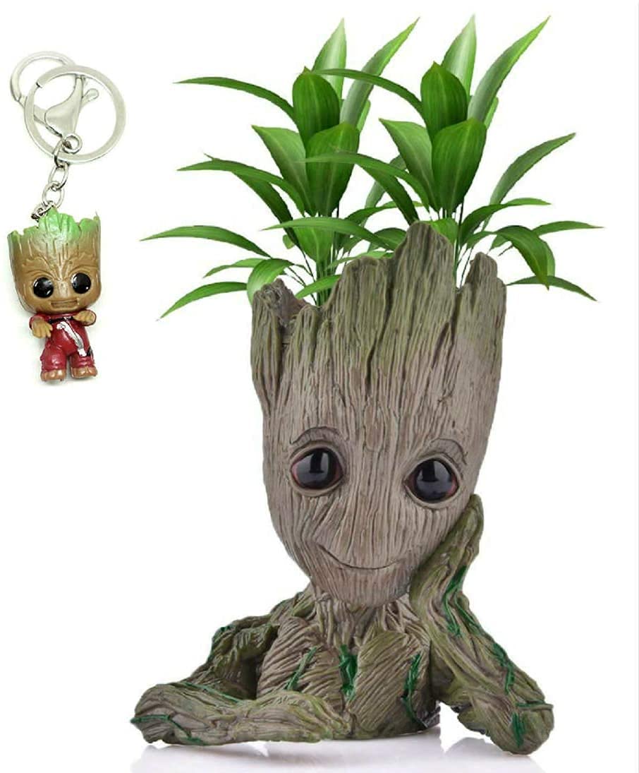 Udream Groot Plant Pot Flowerpot Baby Groot Figures Cute Model, Succulent Planter Cute Green Plants Flower Pot with Hole Groot Pen Holder for Desktop Decoration