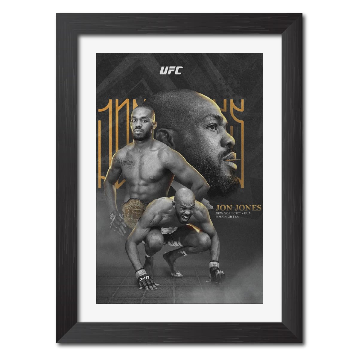 TenorArts Jon Jones UFC Superstar Poster Laminated Posters Framed Painting with Matt Finish Black Frame (12 inches x 9inches)