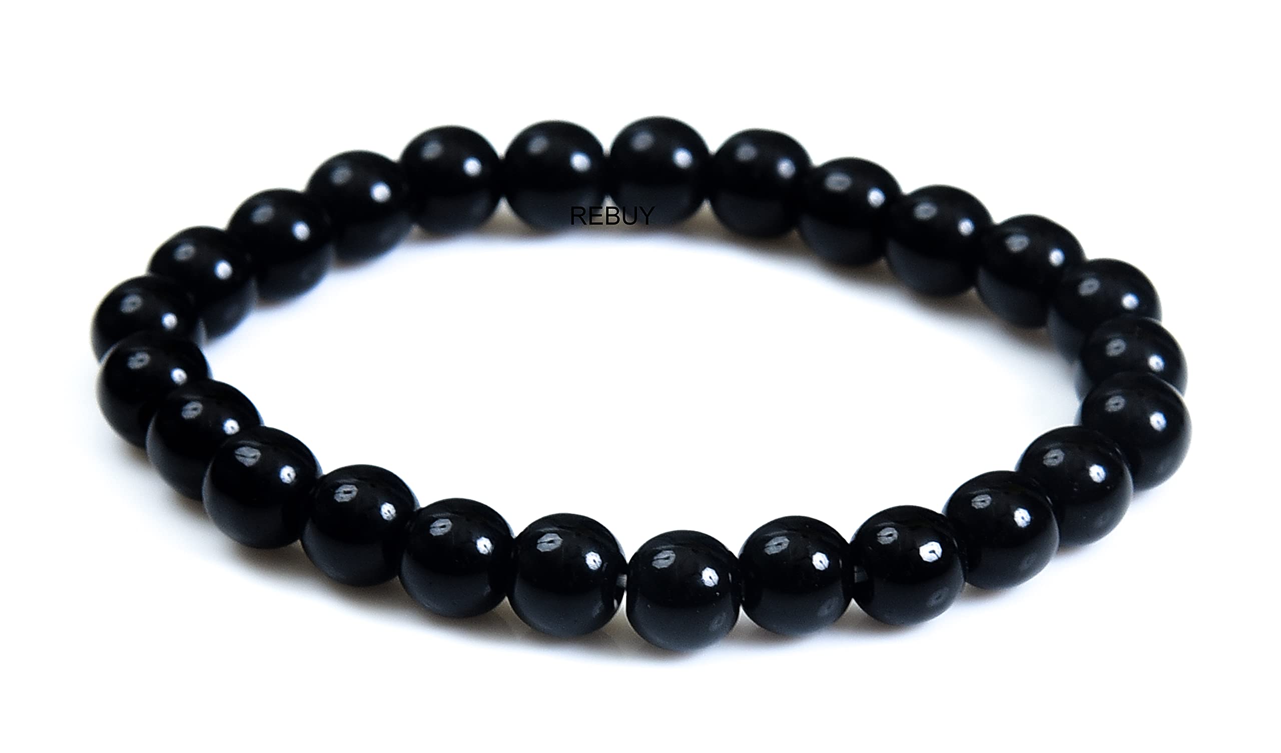 RebuyNatural Black Tourmaline Reiki Healing Lab Certified Crystal Bracelet for Men and Women | Protection, Grounding, Stress Relief, Anxiety bracelet | Unleash Inner Strength and Vibes |