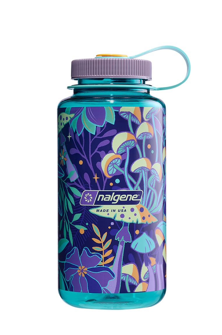 NalgeneSustain 32 oz. Wide Mouth Water Bottle - Blue Botanical Mushrooms