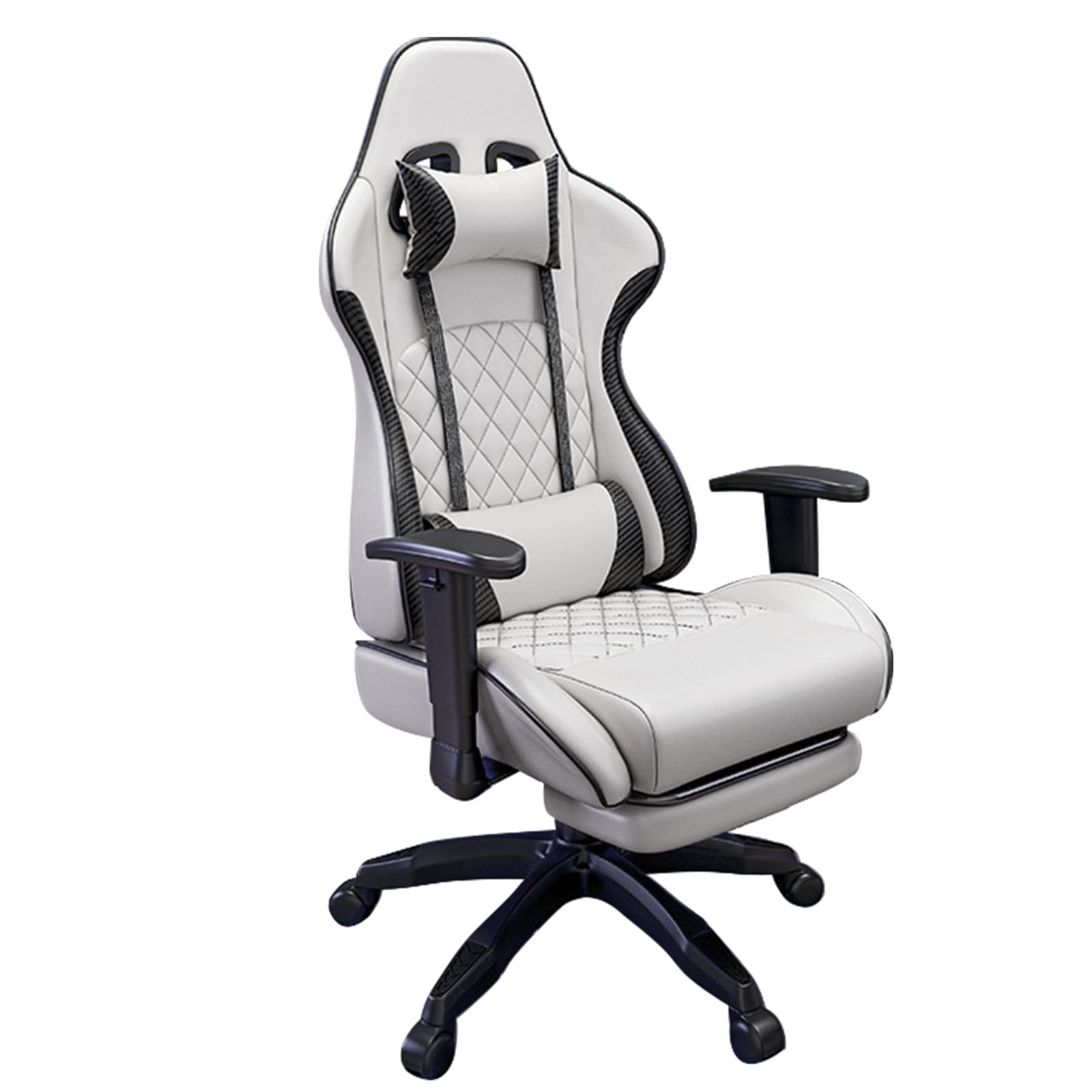 Chulovs Gaming Chair Office Chair with Footrest Racing Ergonomic Chair Leather Reclining Video Game Chair Adjustable Armrest High Back Gamer Chair with Headrest and Lumbar Support (White)