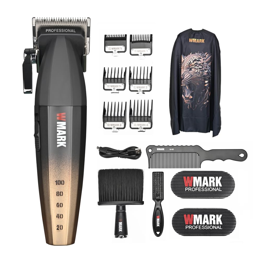 Audoc Professional Full Metal Body Digital Brushless Motor Cordless Hair Trimmer for Men,9000RPM Barber Clipper Hair Trimmer for Salon,Mens Hair Clippers with Magnetic Motors （NOT Oil）