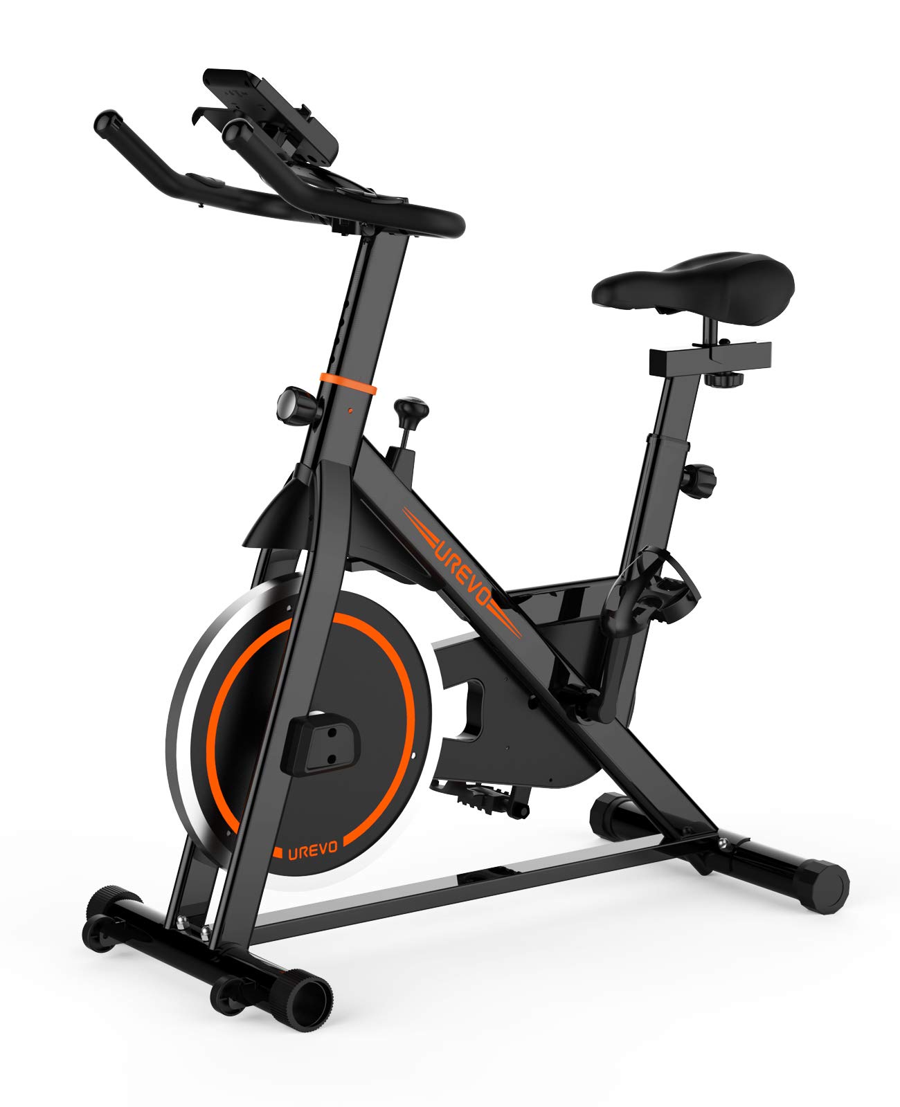 Urevo Indoor Stationary Bike, Exercise Bike Training Bike, Home Fitness Bikes, Cardio Training Bike, Black, UREVO U6, Urevo UR9SB0010, L