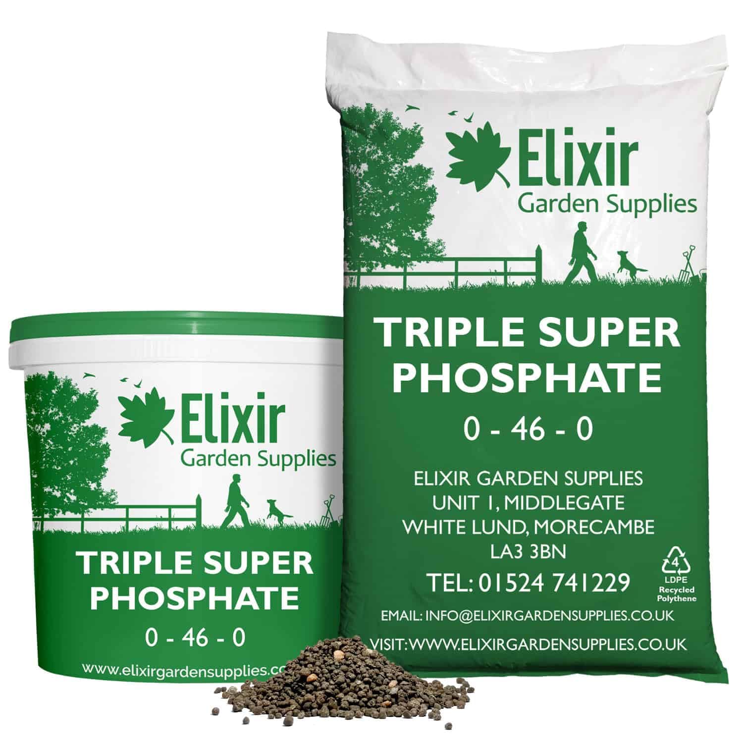 Elixir Gardens Triple Super Phosphate Ripening Fertiliser | NPK 0-46-0 | Fruit, Root, Vegetable & Flower Feed | 500g - 25kg Available in a Bag or Tub | Covers up-to 333m² | 5kg Bag