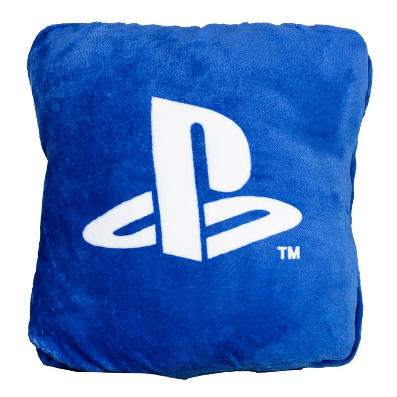 PaladonePlayStation 2-in-1 Cushion Blanket - Officially Licensed Travel Blanket, Foldable Soft Fluffy Throw, Compact Design for Gaming Room or Bedroom Decor