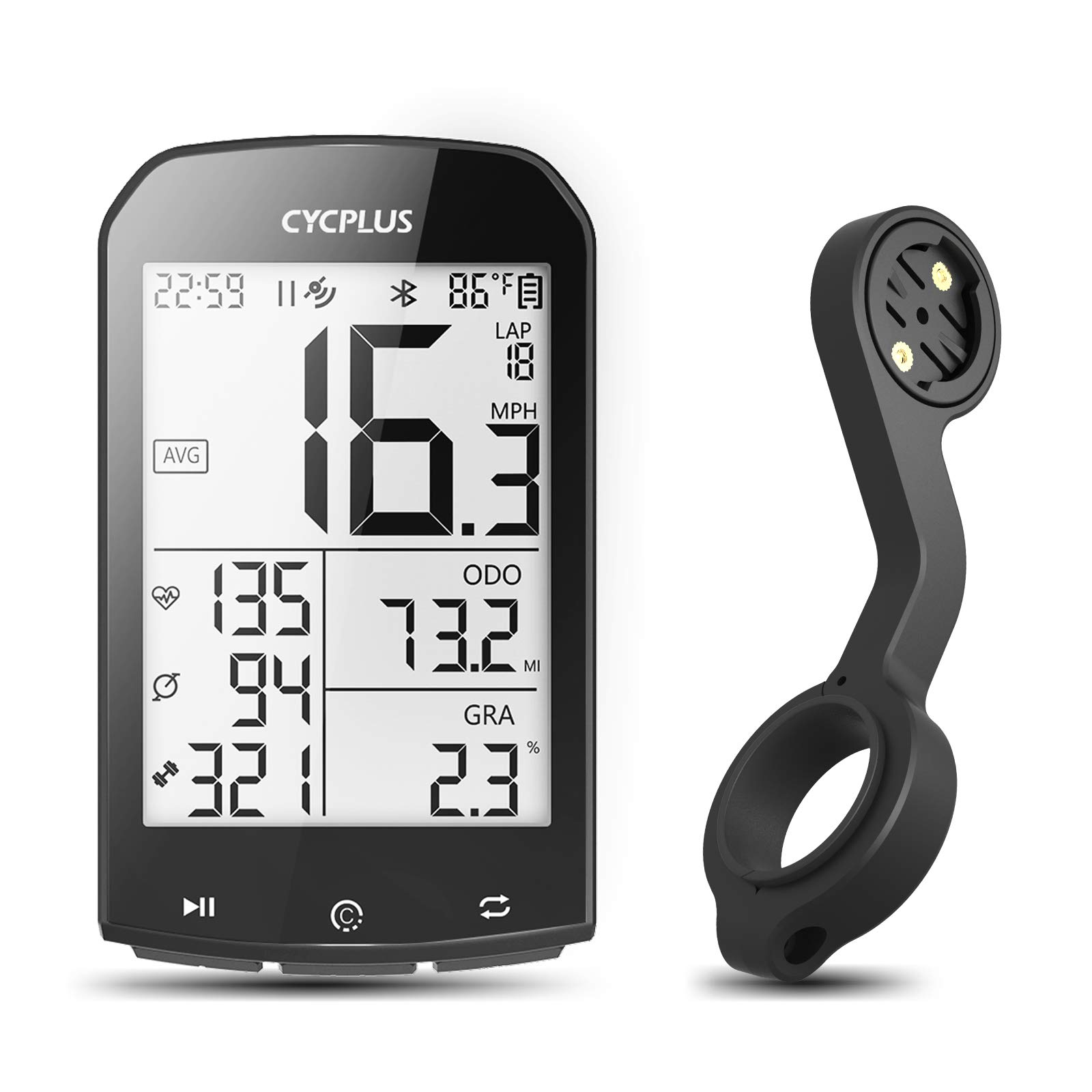 CYCPLUSGPS Bike Computer with Mount, Wireless Cycling Computer Ant+ Waterproof Speedometer and Odometer M1and Z2 Handlebar Mount