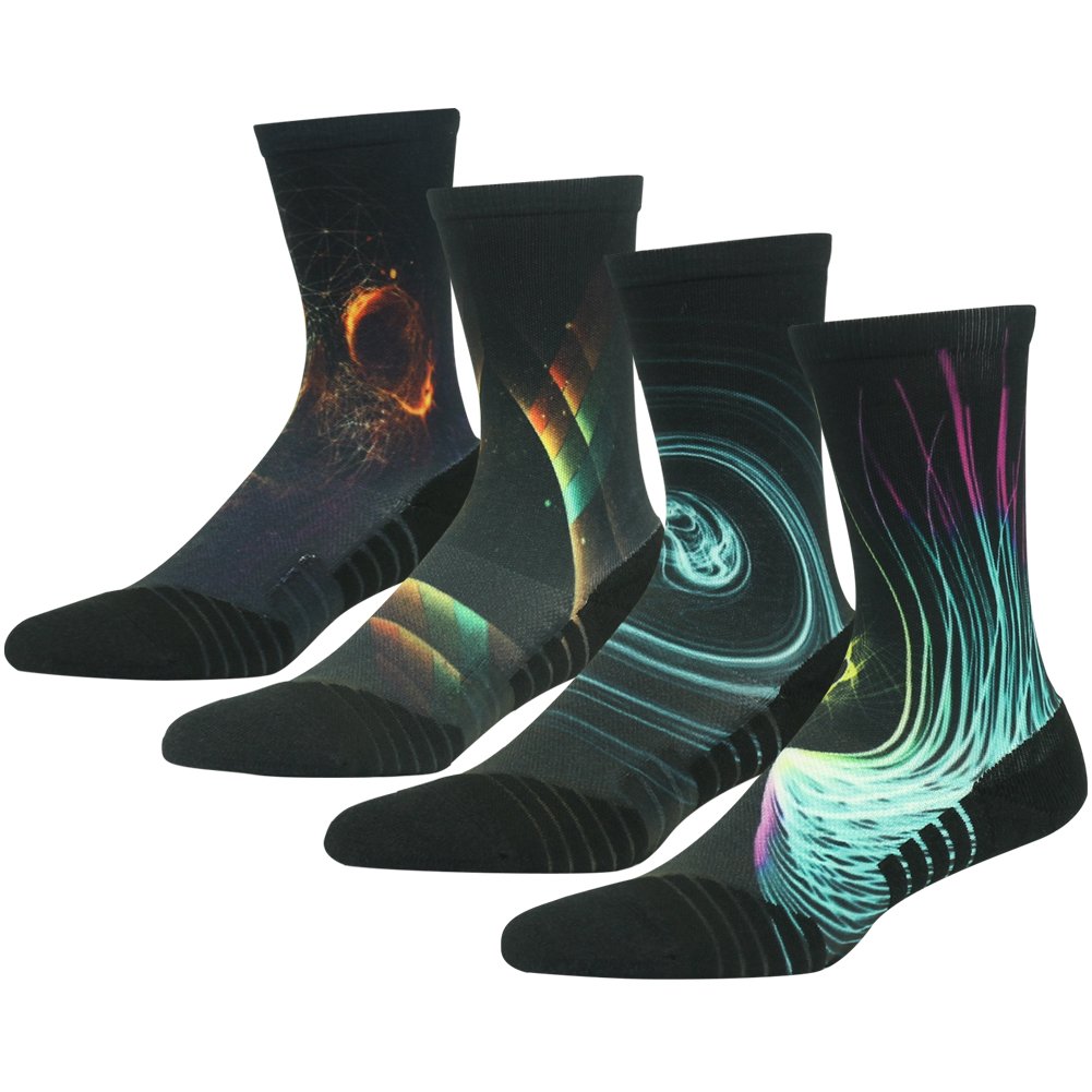 HUSO Unisex Striped Print Athletic Quarter/Ankle Running Hiking Socks 3, 4 Pairs