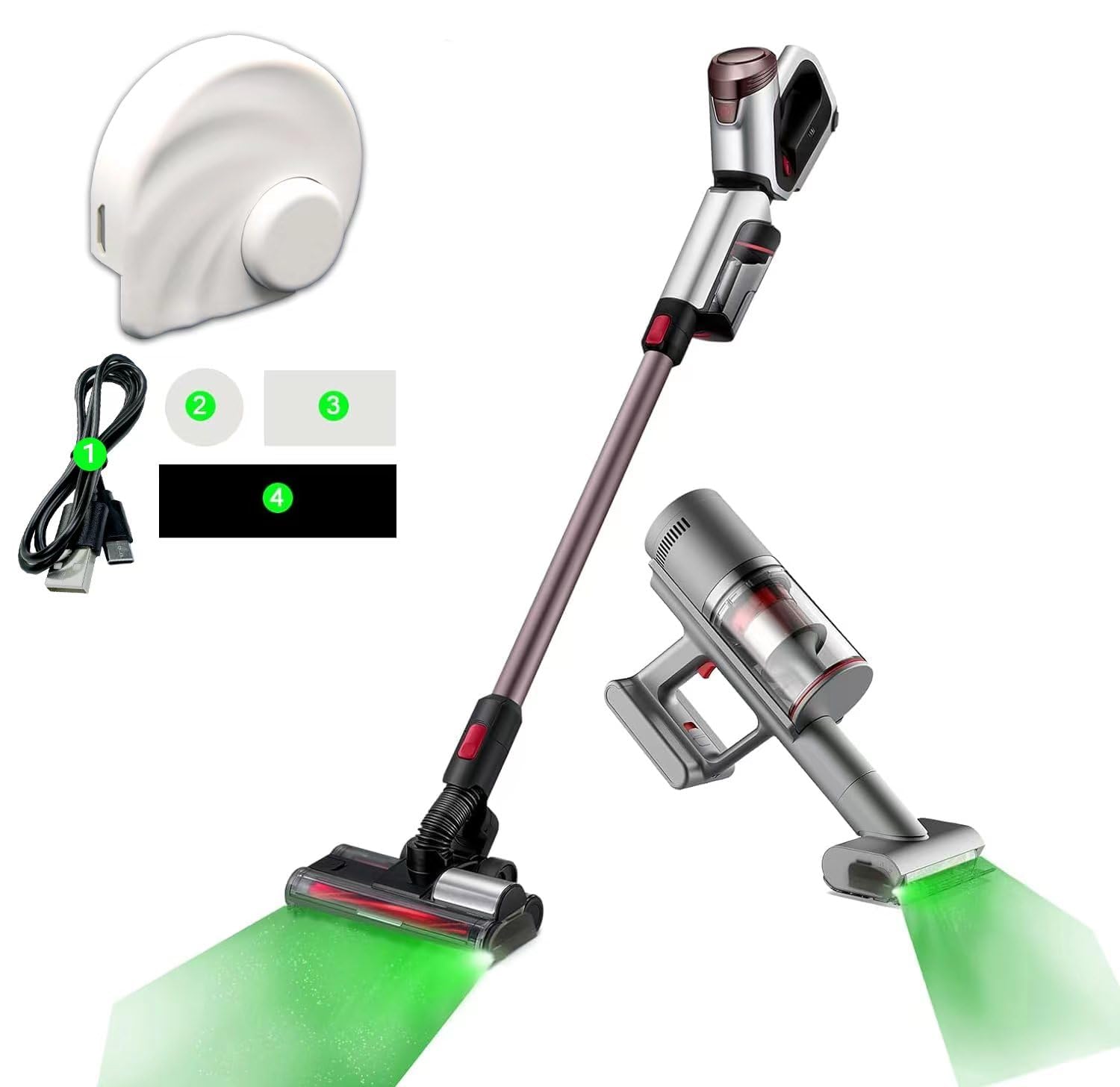 KASTWAVERechargeable Vacuum Cleaner Dust Display Light, Green Light Attachment Suitable for Dyson Shark Bissell, Reveal Pet Fur Dog Cat Hair, Upgrade Vacuum Accessories Universal Lamp