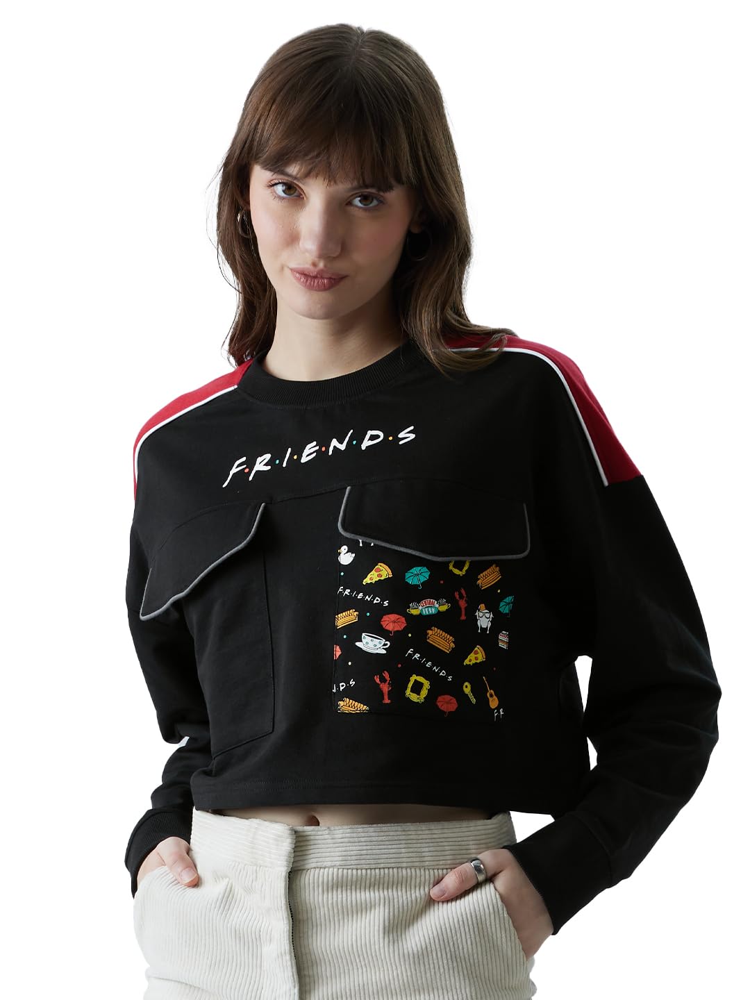 The Souled Store Official F.R.I.E.N.D.S: Doodle Women Oversized Cropped T-Shirts