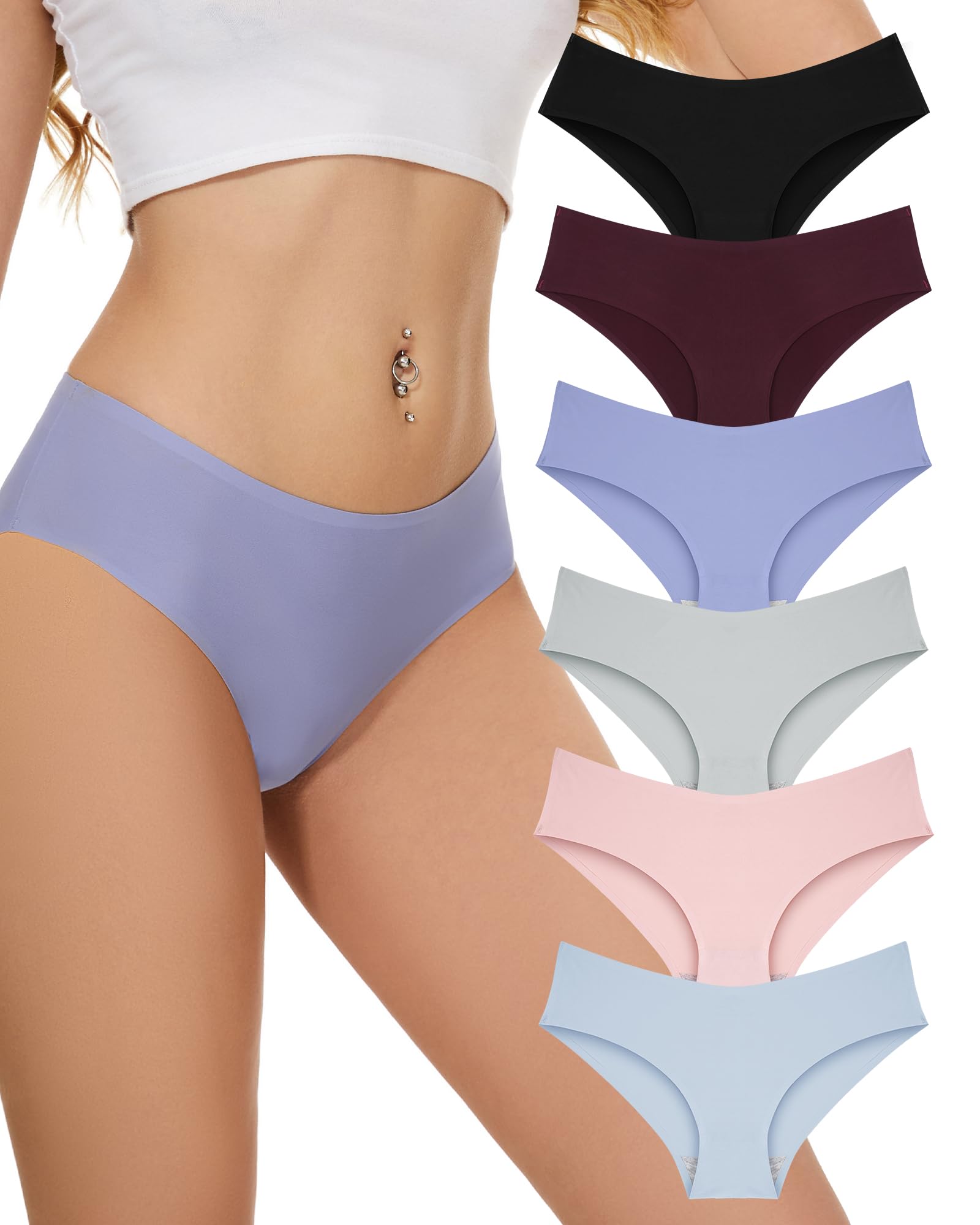 Sunm Boutique Seamless Underwear for Women Cheeky Panties No Show Underwear Invisible Breathable Bikini Panties 3/5/6/10 Pack