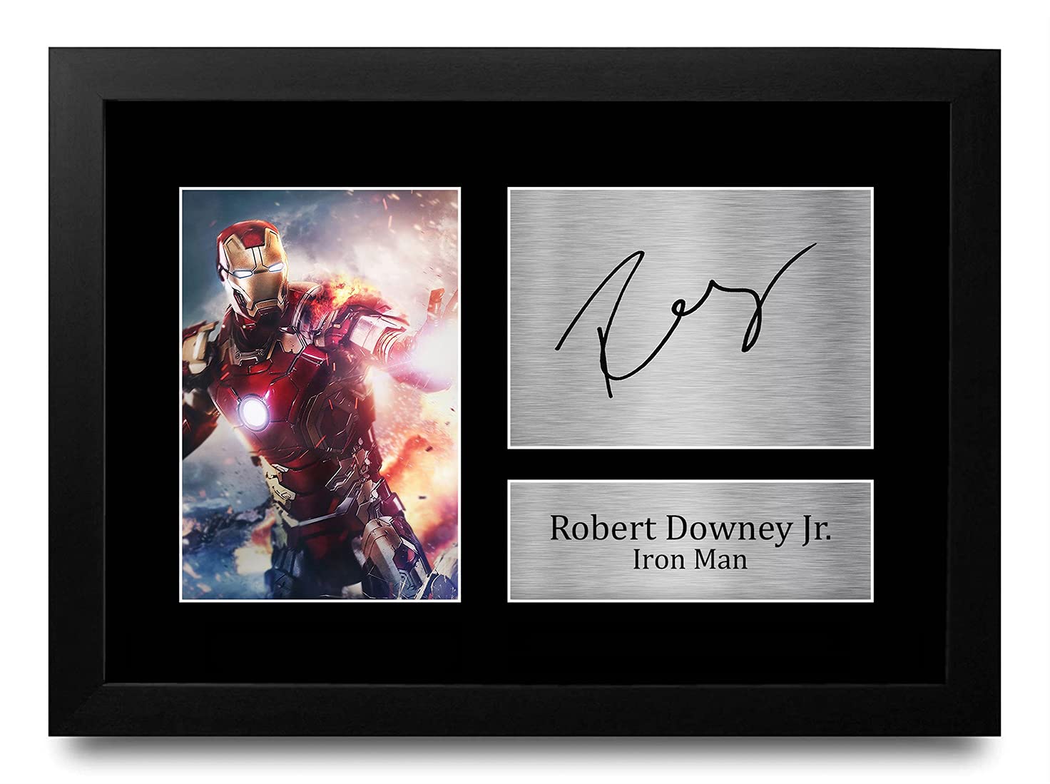 HWC Trading FR Robert Downey Jr Gift Signed FRAMED A4 Printed Autograph Iron Man The Avengers Gifts Print Photo Picture Display