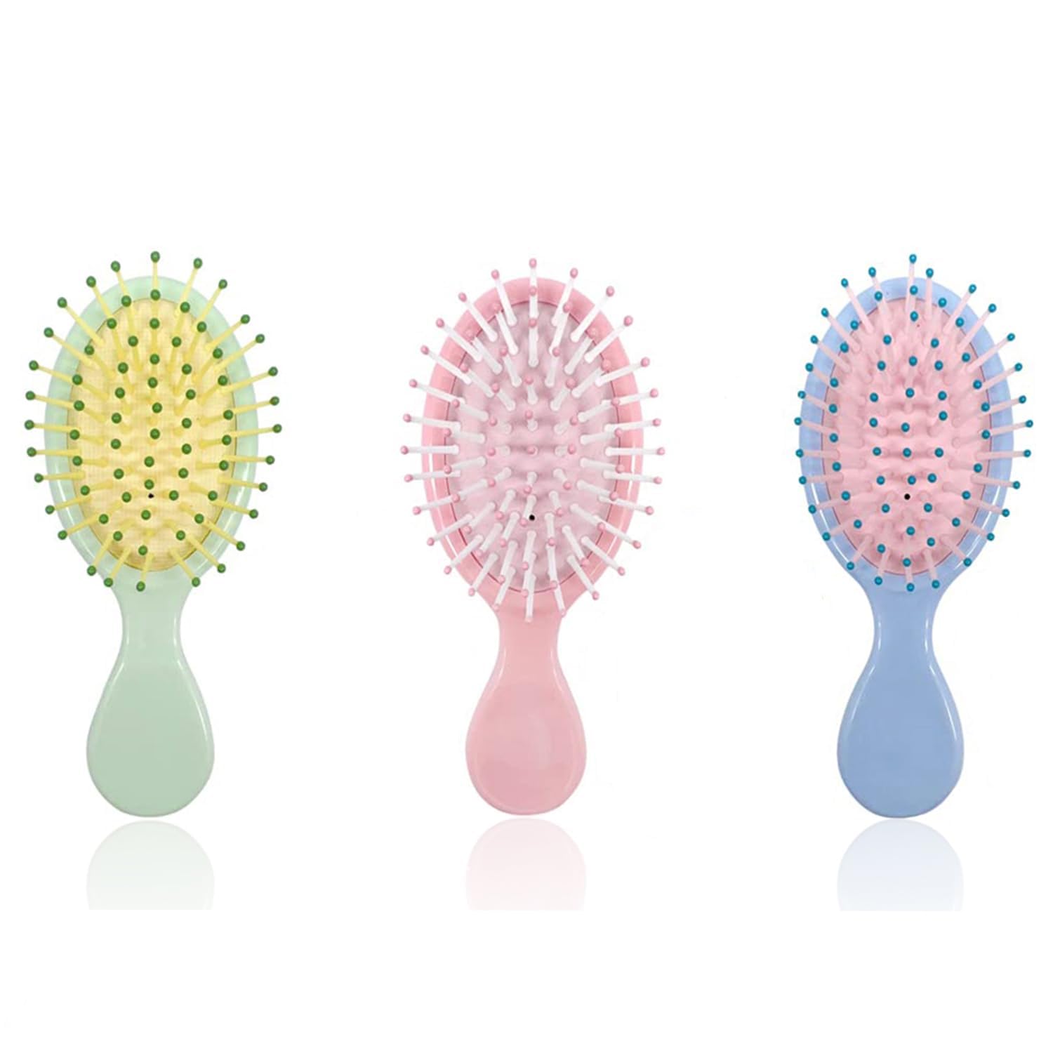 3 Pieces Mini Wet Hair Brush, Travel Detangling Brush, for Most Hair Types, with Ease Knots Without Tears or Breakage, Multicolor