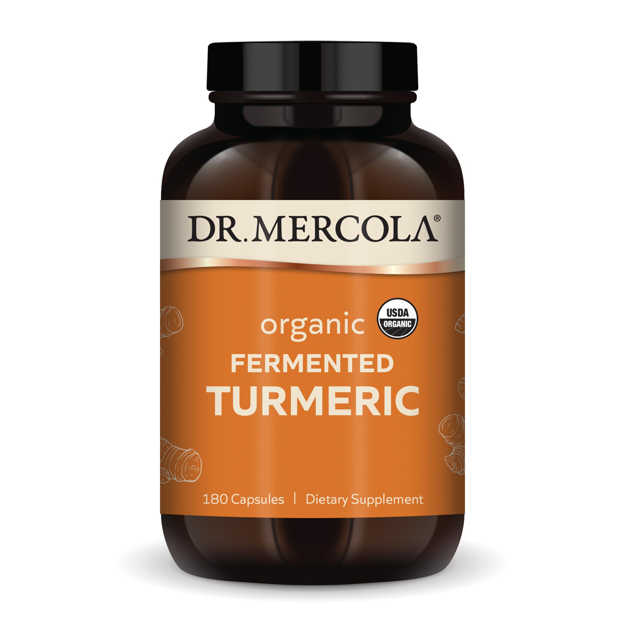 Dr. Mercola Organic Fermented Turmeric, 90 Servings (180 Capsules), Dietary Supplement, Supports a Healthy Inflammatory Response, Non-GMO, Certified USDA Organic