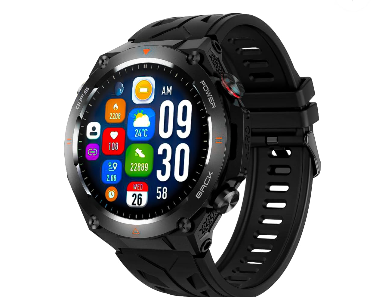 ActivProACTIVPRO VR87 GPS SMART WATCH, 1.45" Display, Modern, Fitness Tracker, Heart Rate Monitor, Sleep Tracker, Sports Modes, Bluetooth Call, Long Battery Life, Waterproof, Men Women, Smart App, IOS Android