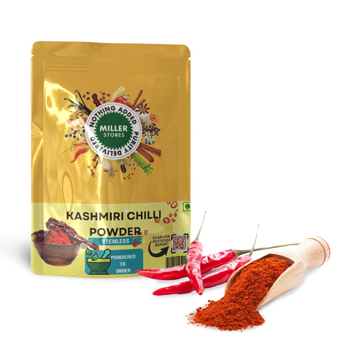 The Miller Stores Premium Kashmiri Chili Powder | 99.9% Pure Kashmiri Red Chilly Powder | No Added Preservatives & Colours | Backed by lab reports - 250 gms