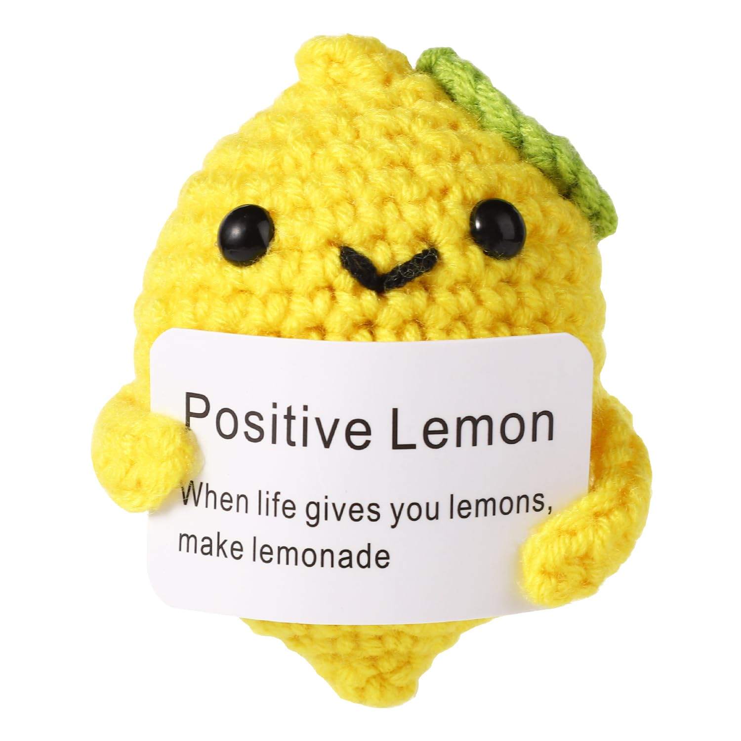 TOYMISFunny Positive Lemon, 3in Emotional Crochet Lemon Doll with Support Card Mini Hand Knitted Potato Toy Encouragement Cheering Gift for Friends Family Birthday Home Decoration